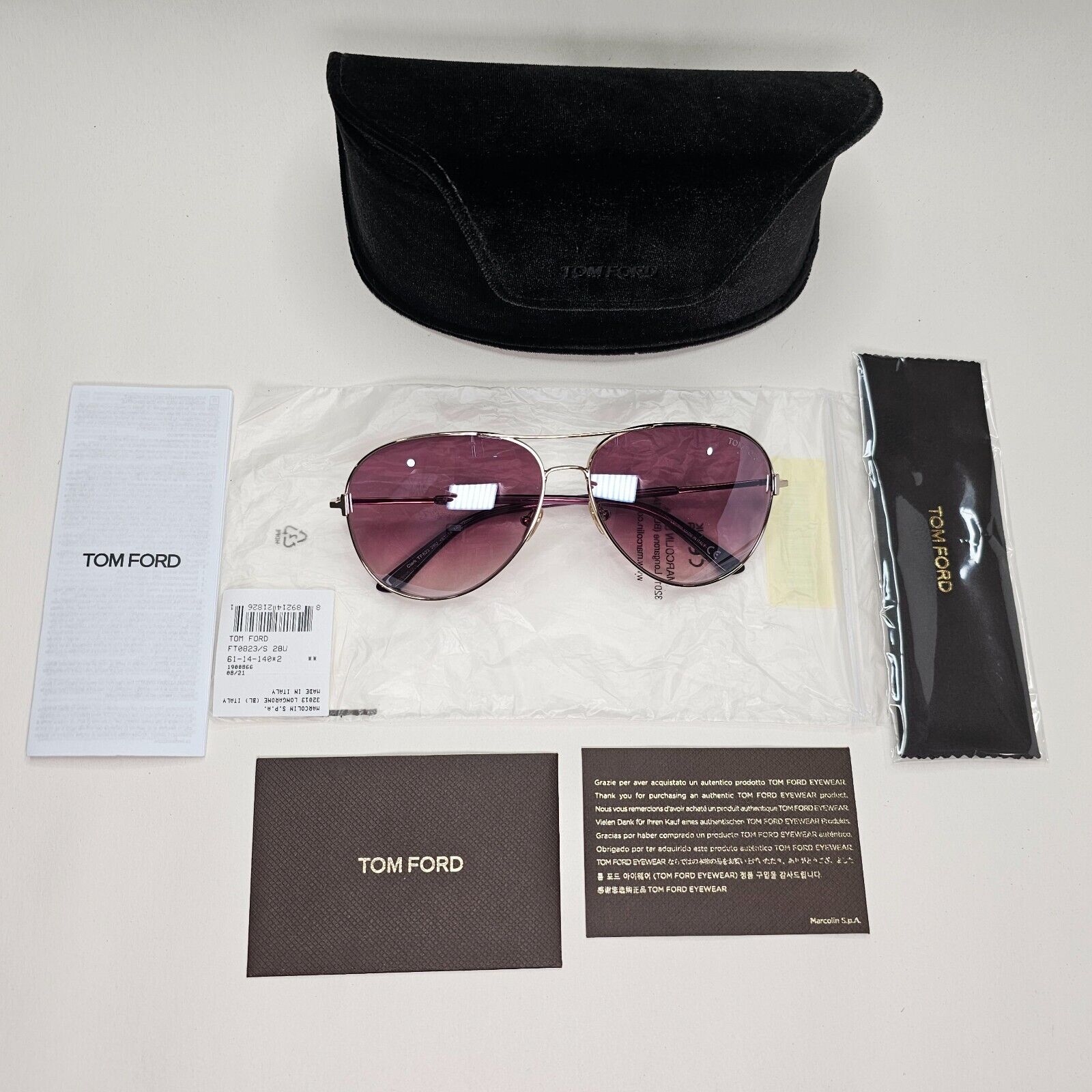 Tom Ford Sunglasses Clark Rose Gold Bordeaux Red Mirror Unisex FT0823 TF 823 28U