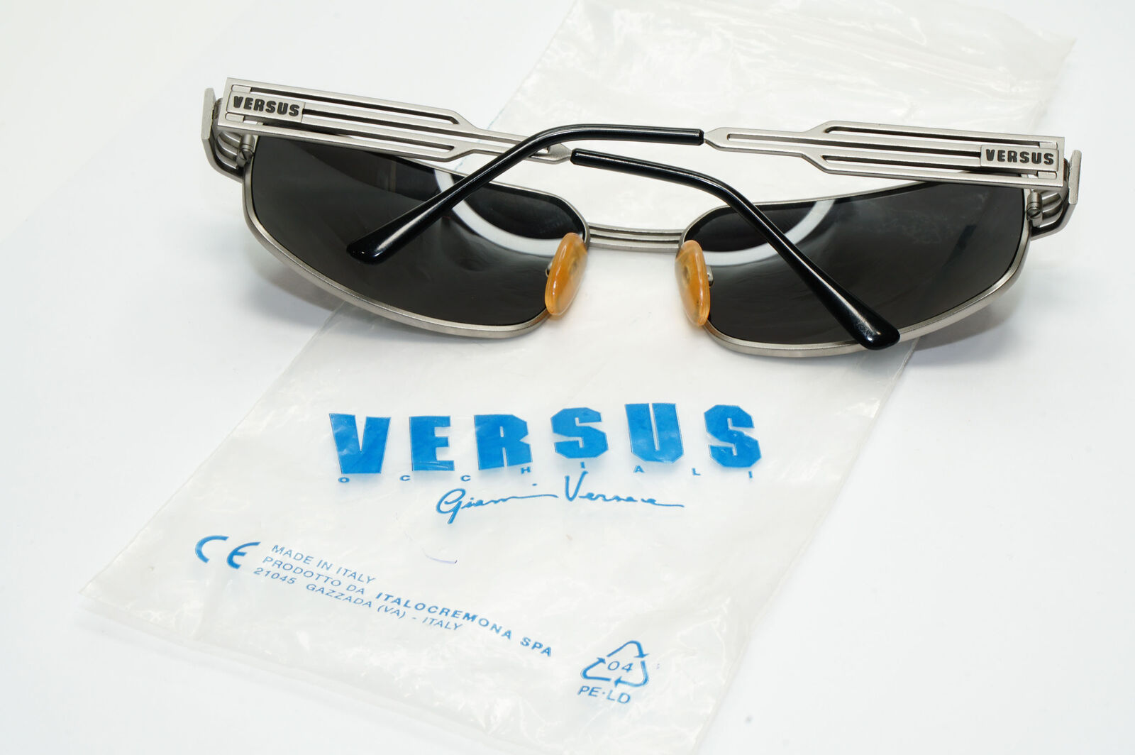 Versus 1996 by Gianni Versace Vintage Silver Black Sunglasses MOD F37 COL 77M