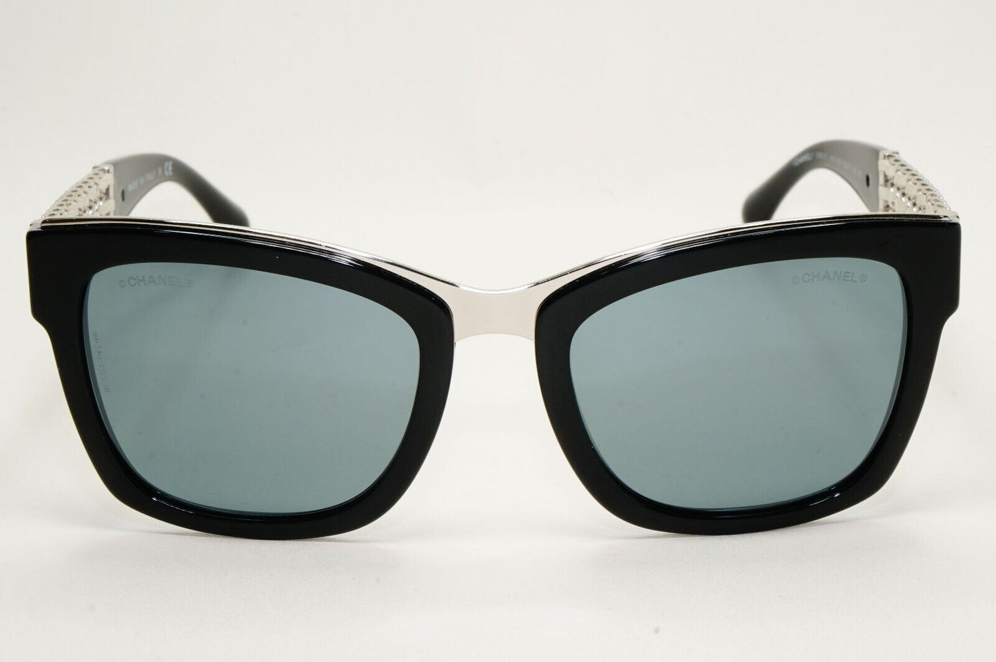 Chanel Sunglasses Black Grey Mirrored Silver Leather Chain 5362-Q c.501/26