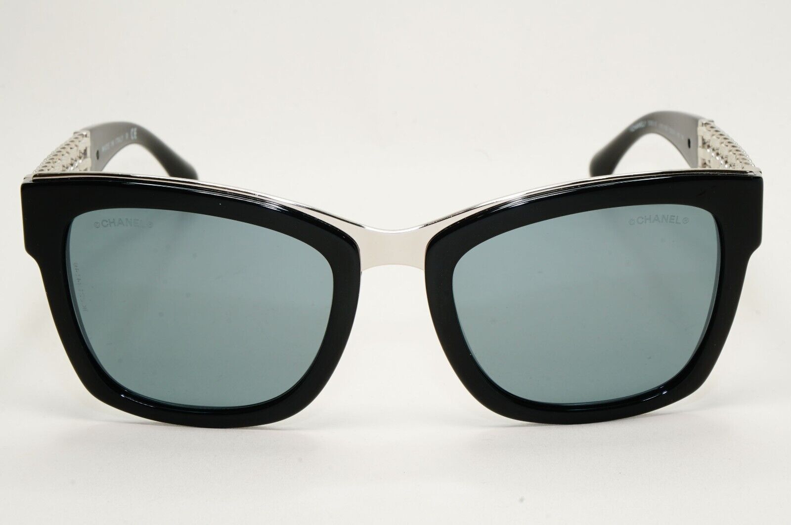 Chanel Sunglasses Black Grey Mirrored Silver Leather Chain 5362-Q c.501/26