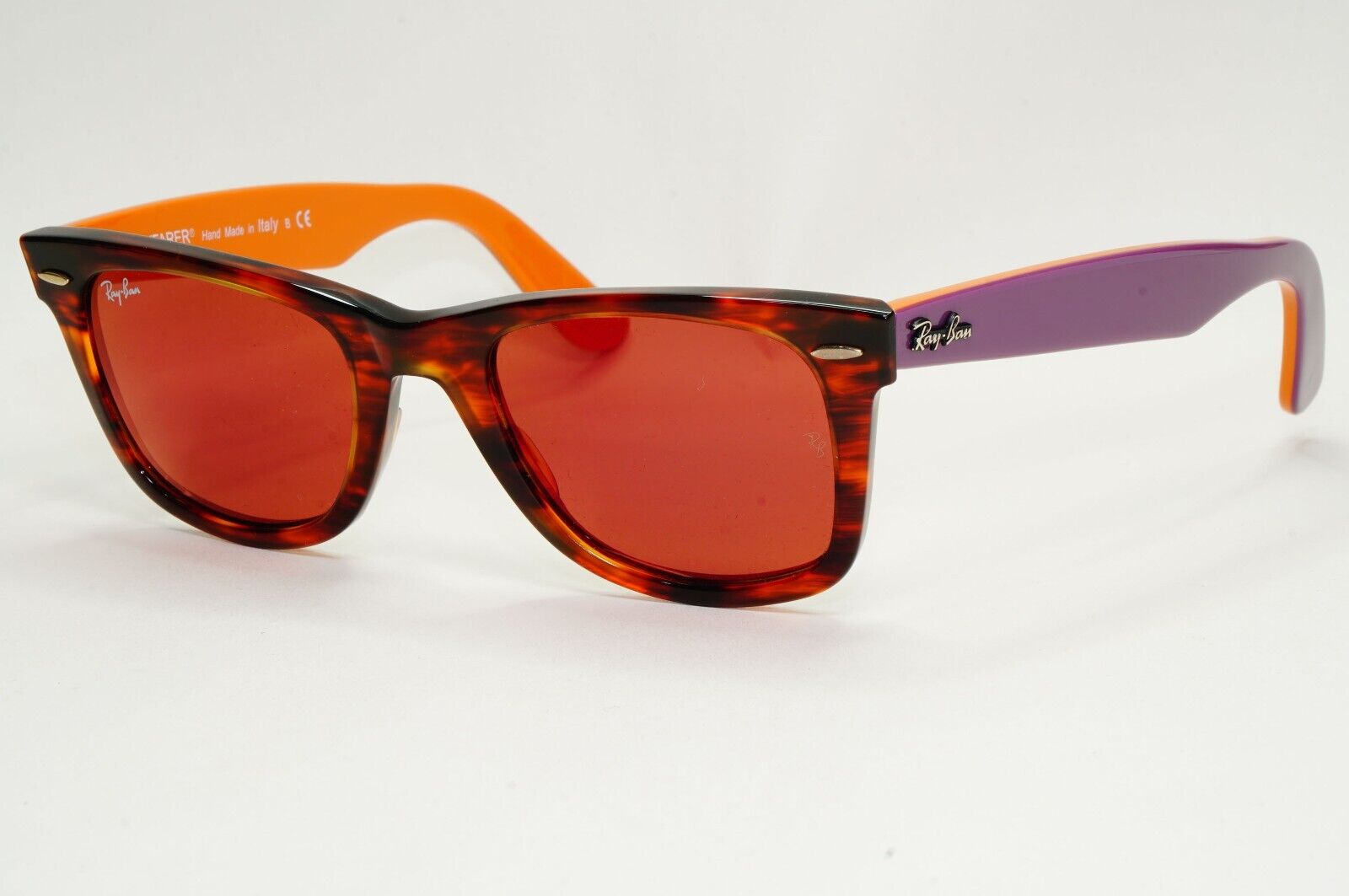 Ray-Ban Sunglasses Wayfarer Brown Havana Purple Dark Red Mirror RB 2140 1177/2K