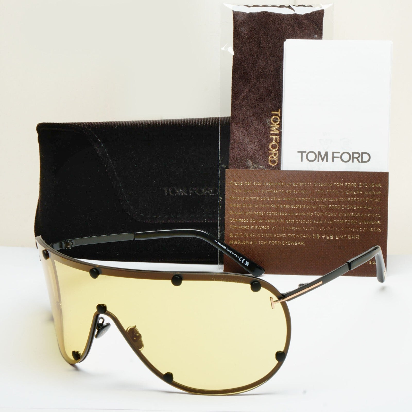Tom Ford Sunglasses Kyler Black Yellow Visor Shield Large FT1043 TF 1043 02E [A]