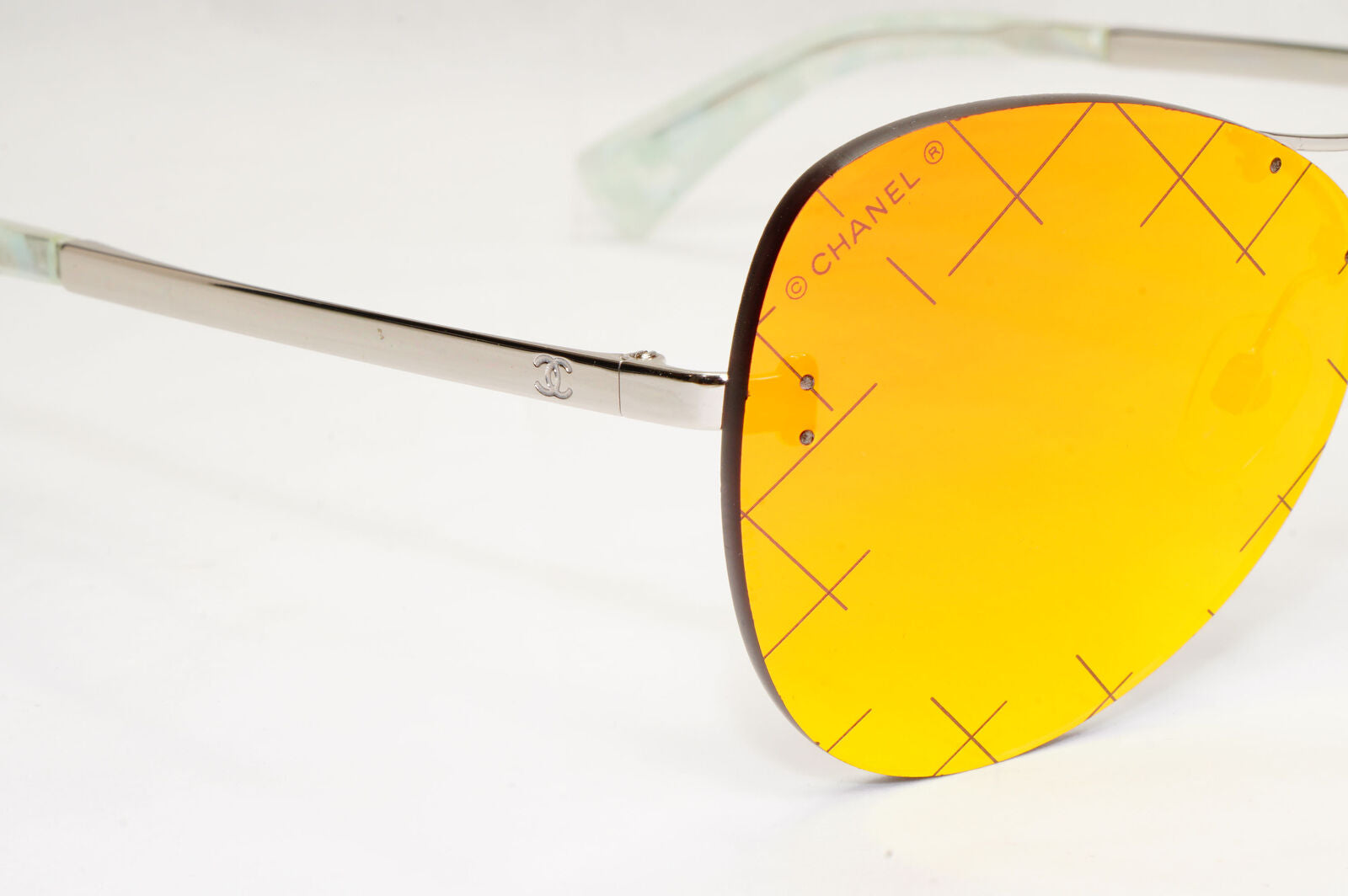 Chanel Sunglasses Mirrored Orange Yellow Silver Rimless 4218 c.124/6Q