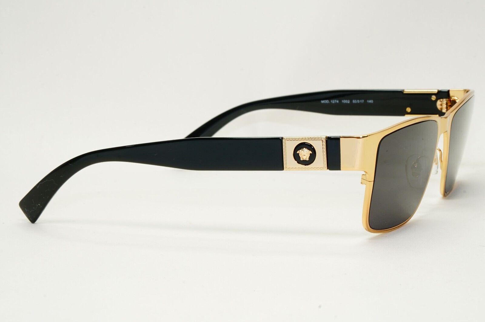 Versace Sunglasses Gold Black Glossy Square Medusa MOD VE 1274 1002 55mm