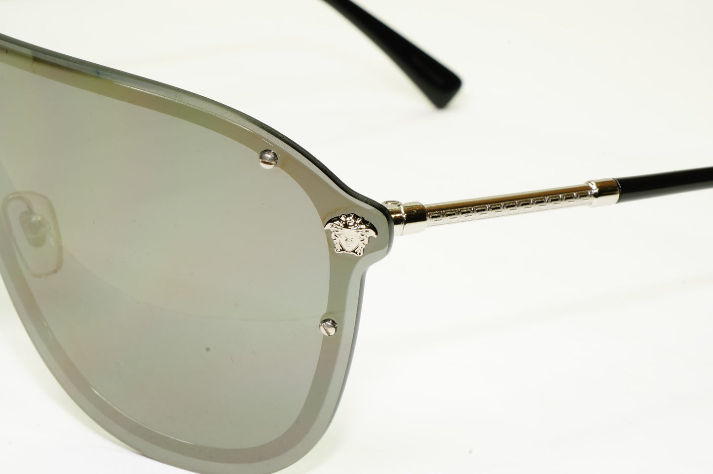 Versace Sunglasses Shield Visor Mask Gold Mirror Silver MOD 2180 1000/5A [a]
