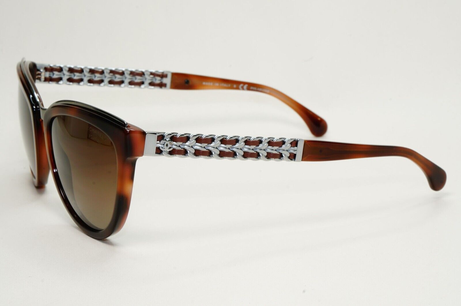 Chanel Sunglasses Polarized Brown Gradient Silver Leather Chain 5361-Q c.1575/S9