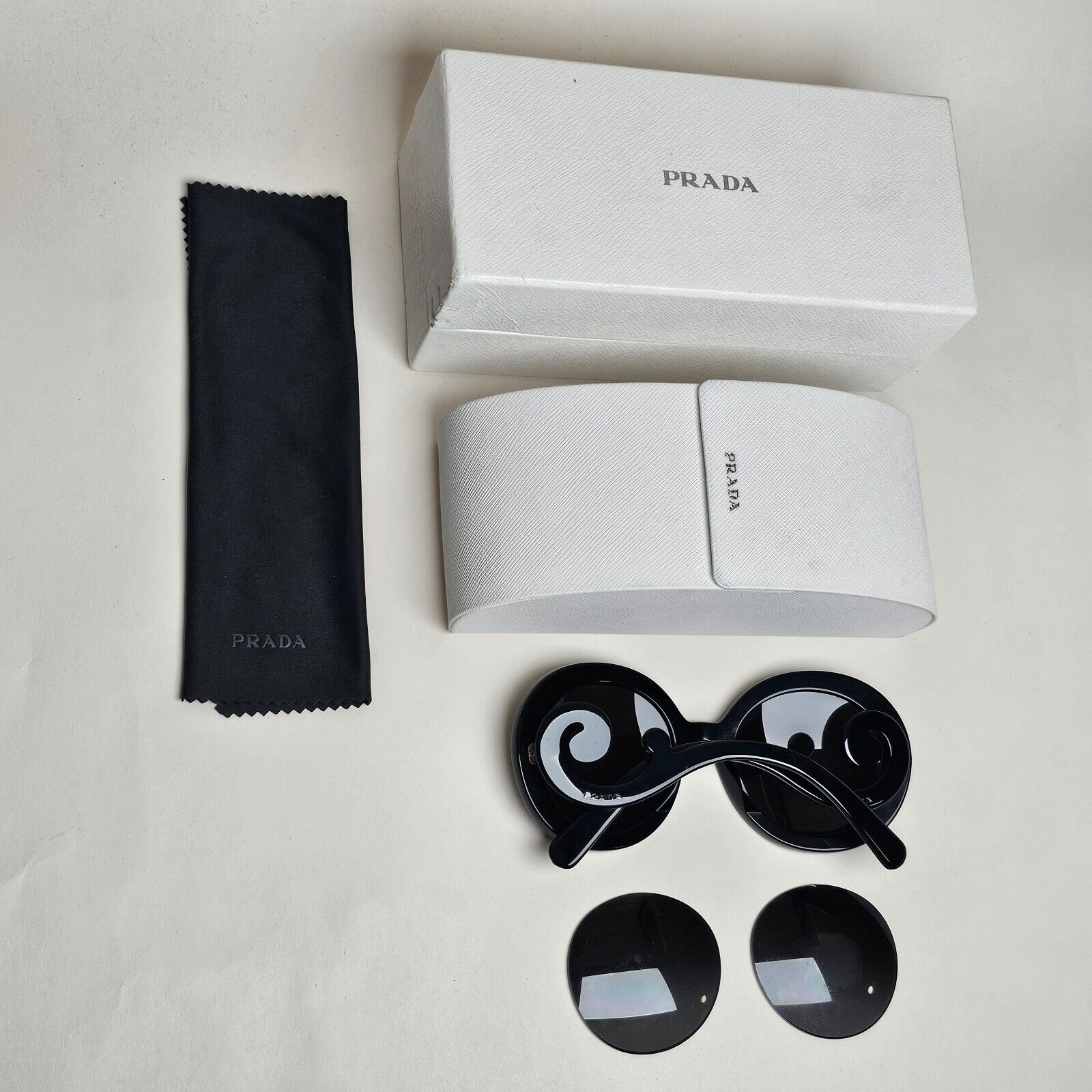 Prada Sunglasses Baroque Swirl Round Black PR27NS SPR 27N 1AB-5W1 060125