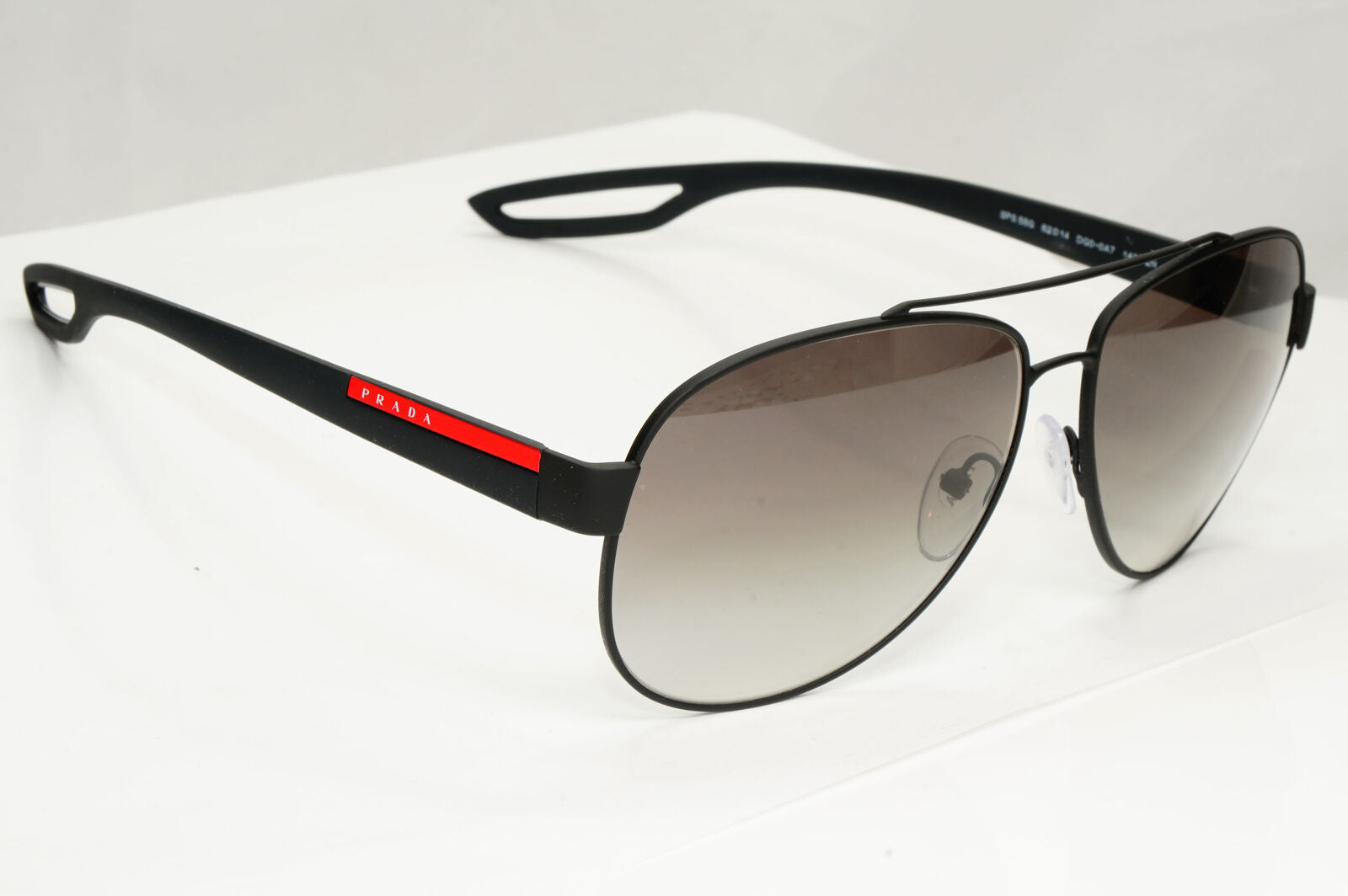 Prada Black Sunglasses Pilot Grey Gradient Sport Rubber PS55QS SPR 55Q DG0-0A7