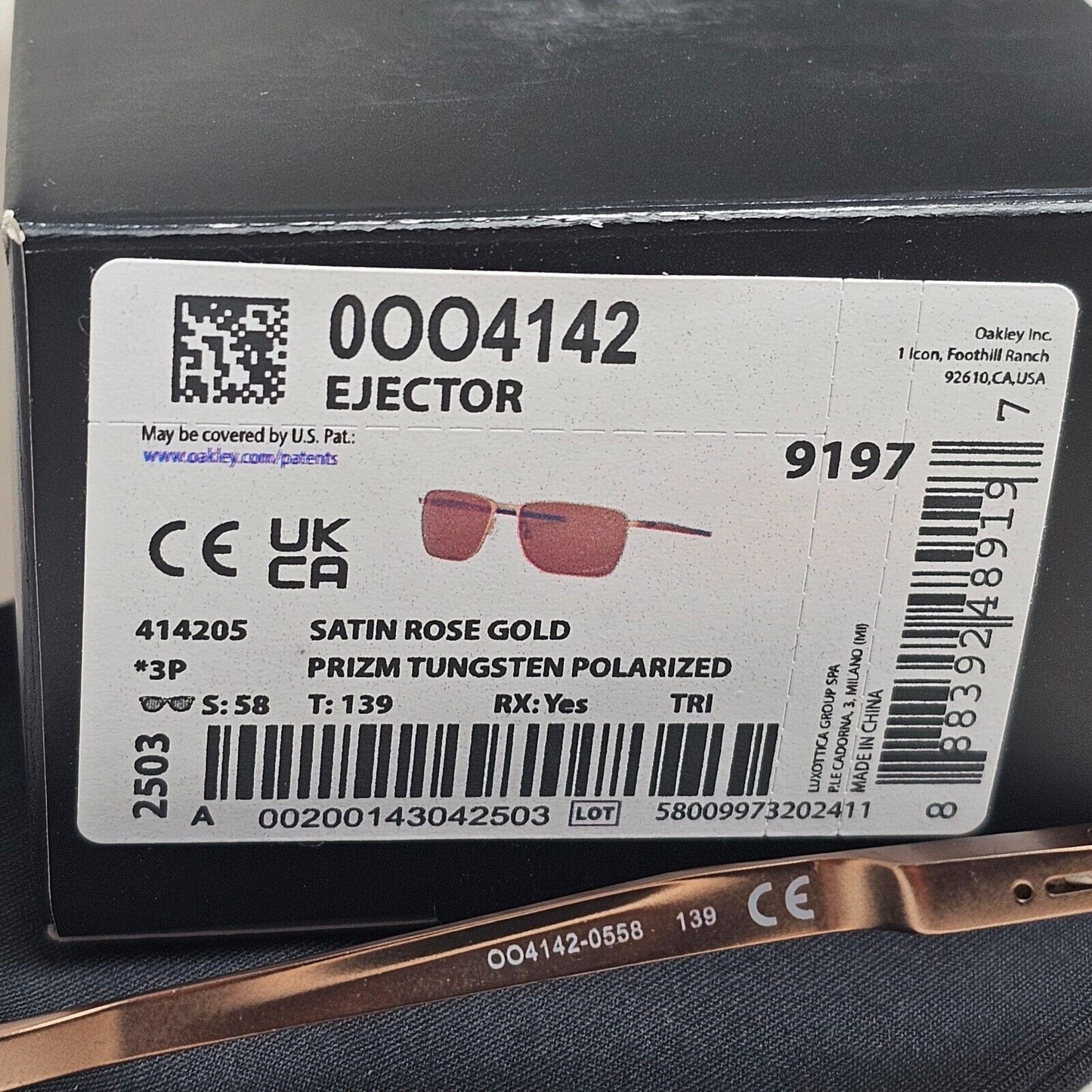 Oakley Sunglasses Ejector Polarized Satin Rose Gold Tungsten Brown  OO 4142 05