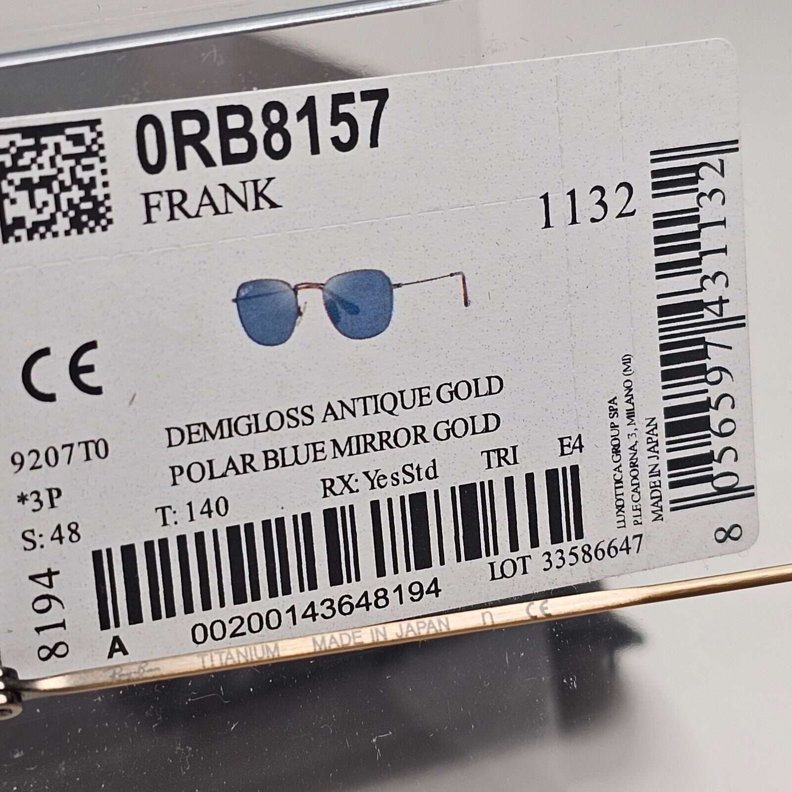 Ray-Ban Sunglasses Frank Titanium Polarised Bronze Blue RB 8157 9207/T0 48mm
