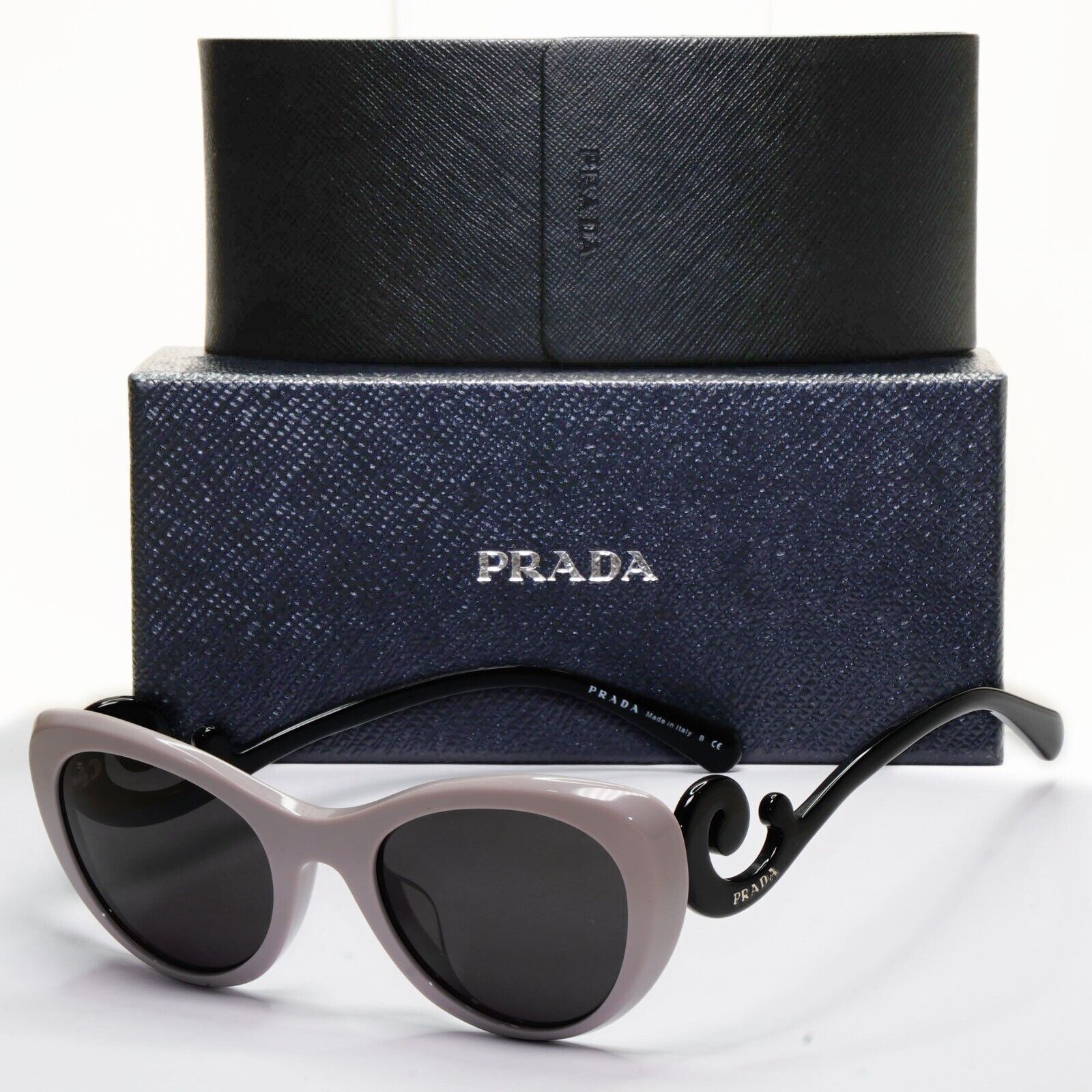 Prada Sunglasses Baroque Swirl Lilac Black Cat Eye PR06QV-F VPR 06Q-F QE0-1O1