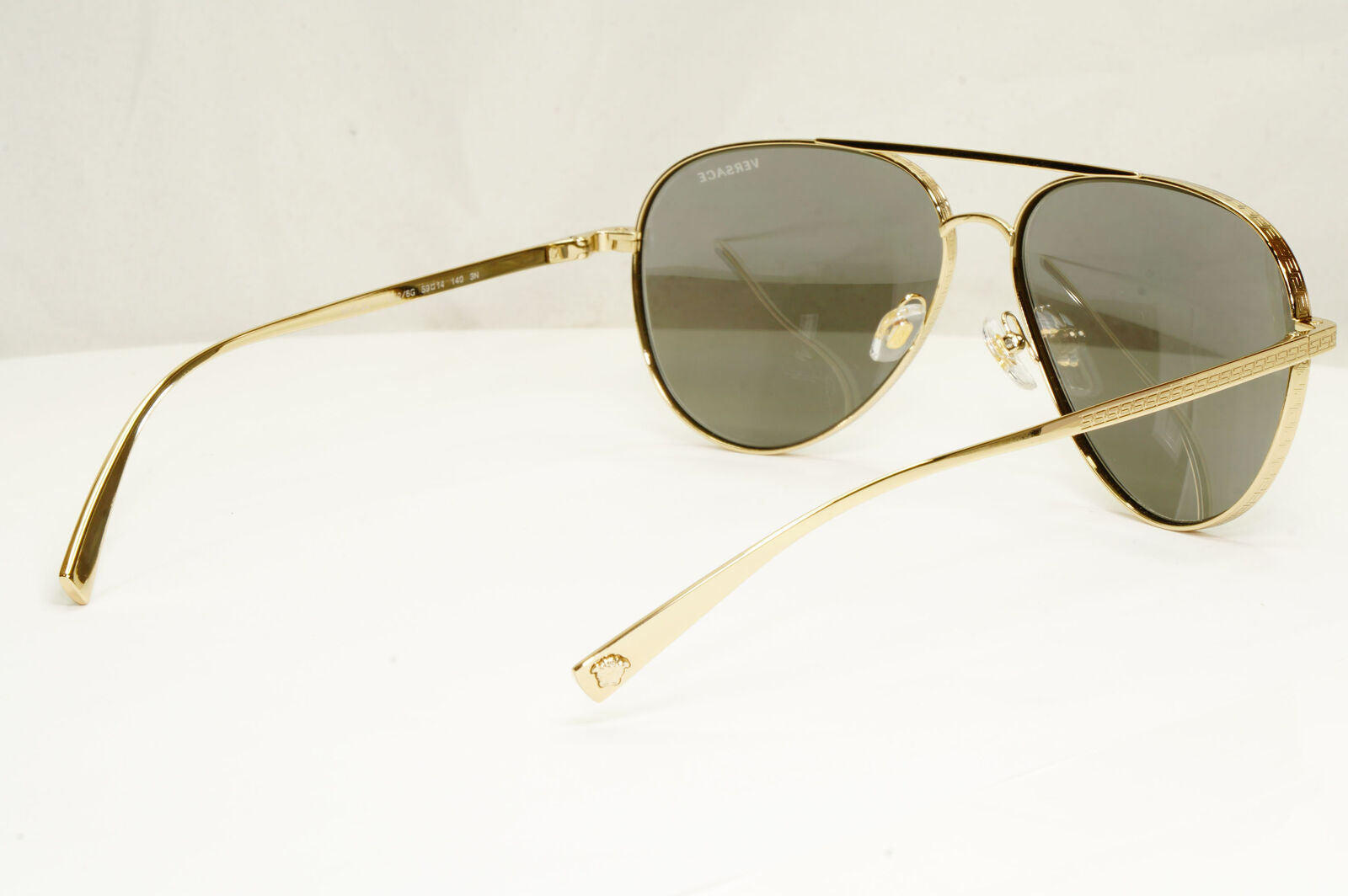 Authentic Versace Mens Gold Pilot Metal Sunglasses Silver Mirror 2217 1252/6G