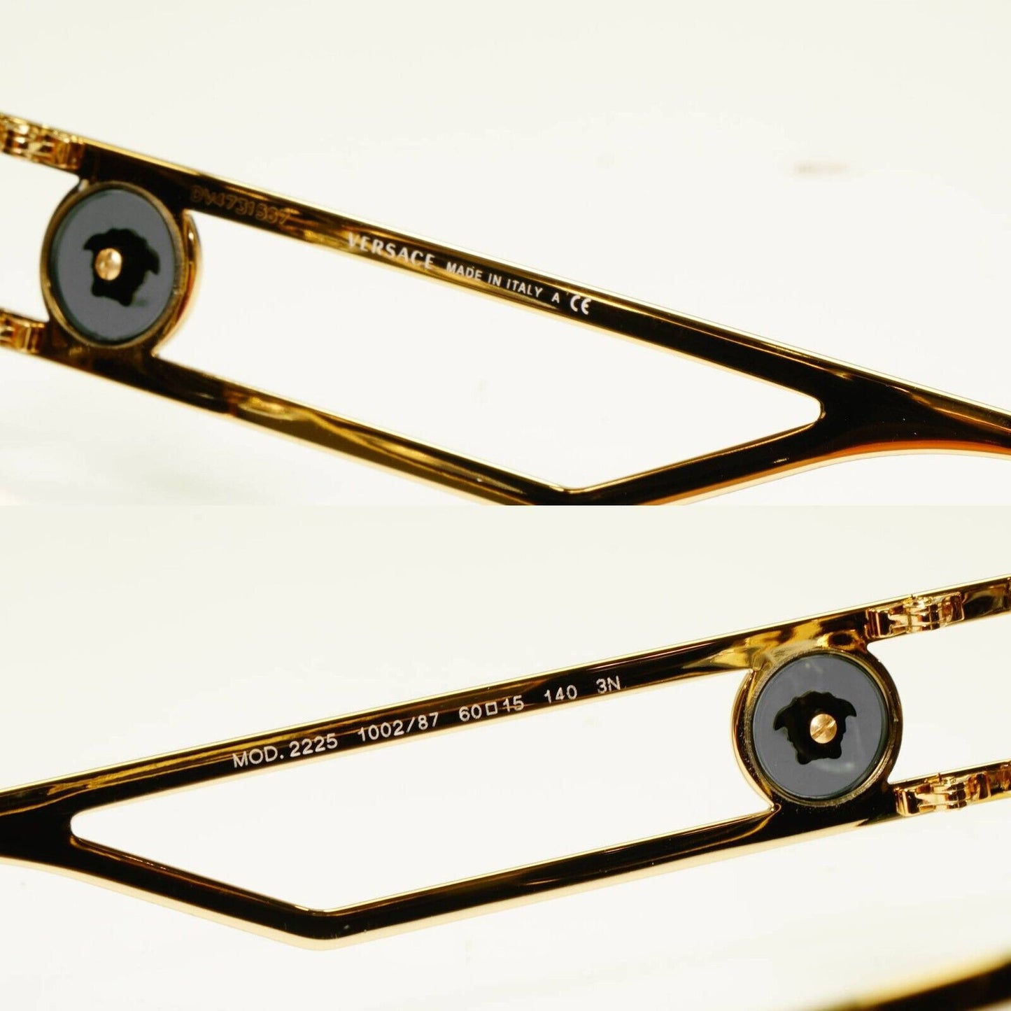 Versace Sunglasses Gold Grey Metal Medusa Pilot Navigator MOD VE 2225 1002/87