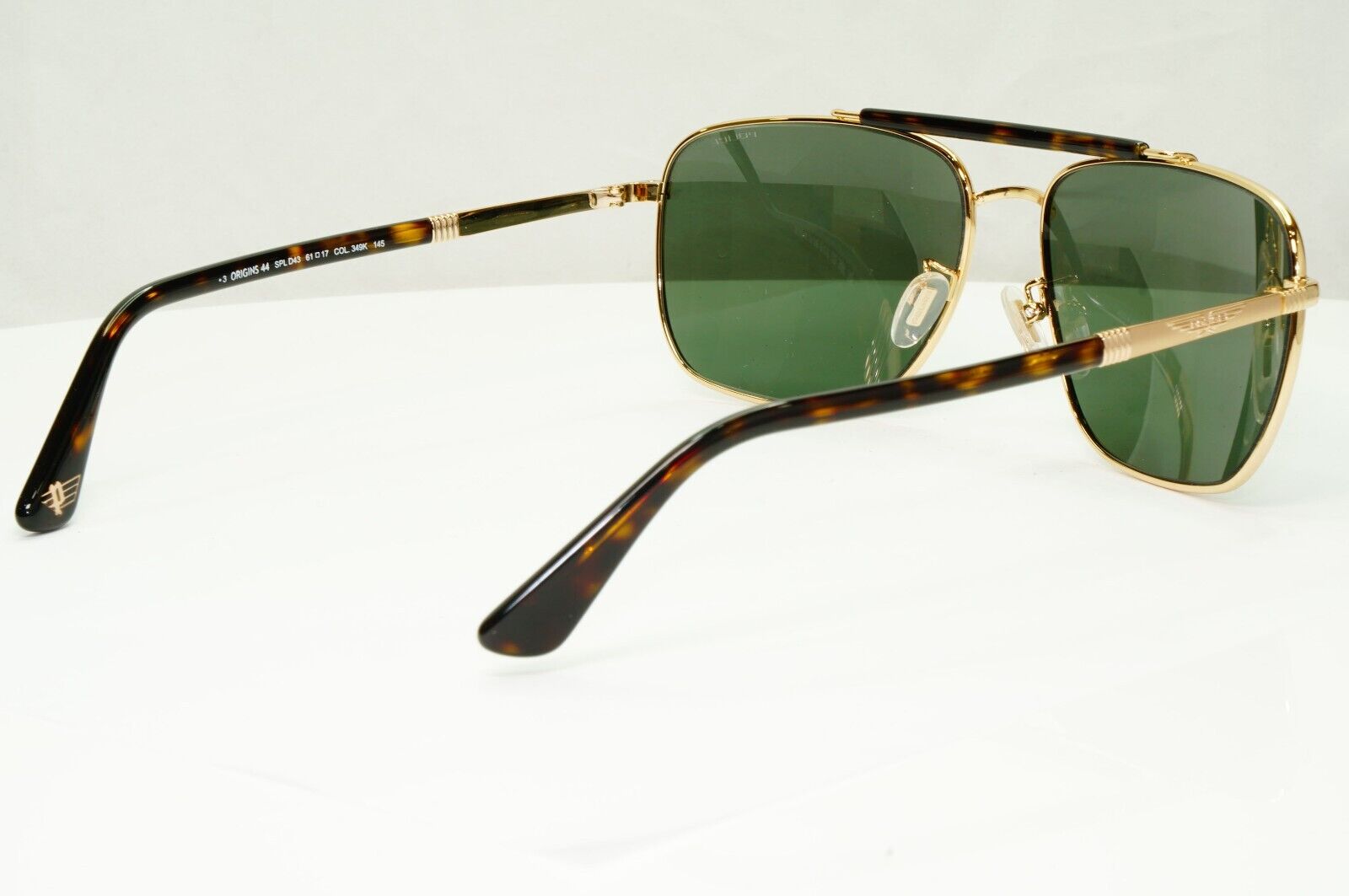 Police Gold Green Sunglasses Pilot Brow Bar Origins 44 SPL D43 COL 349K 61mm