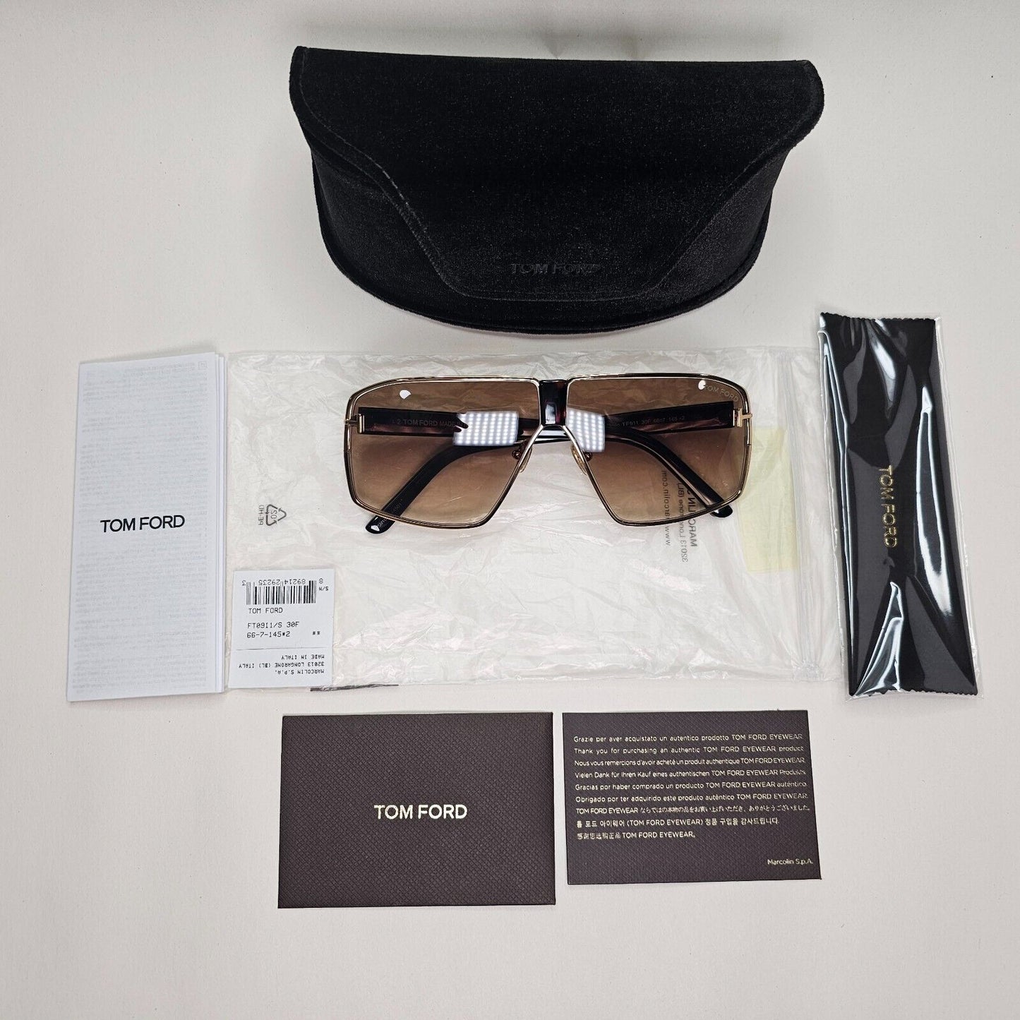 Tom Ford Sunglasses Reno Brown Gold Tortoise Square FT0911 TF 911 30F 66mm