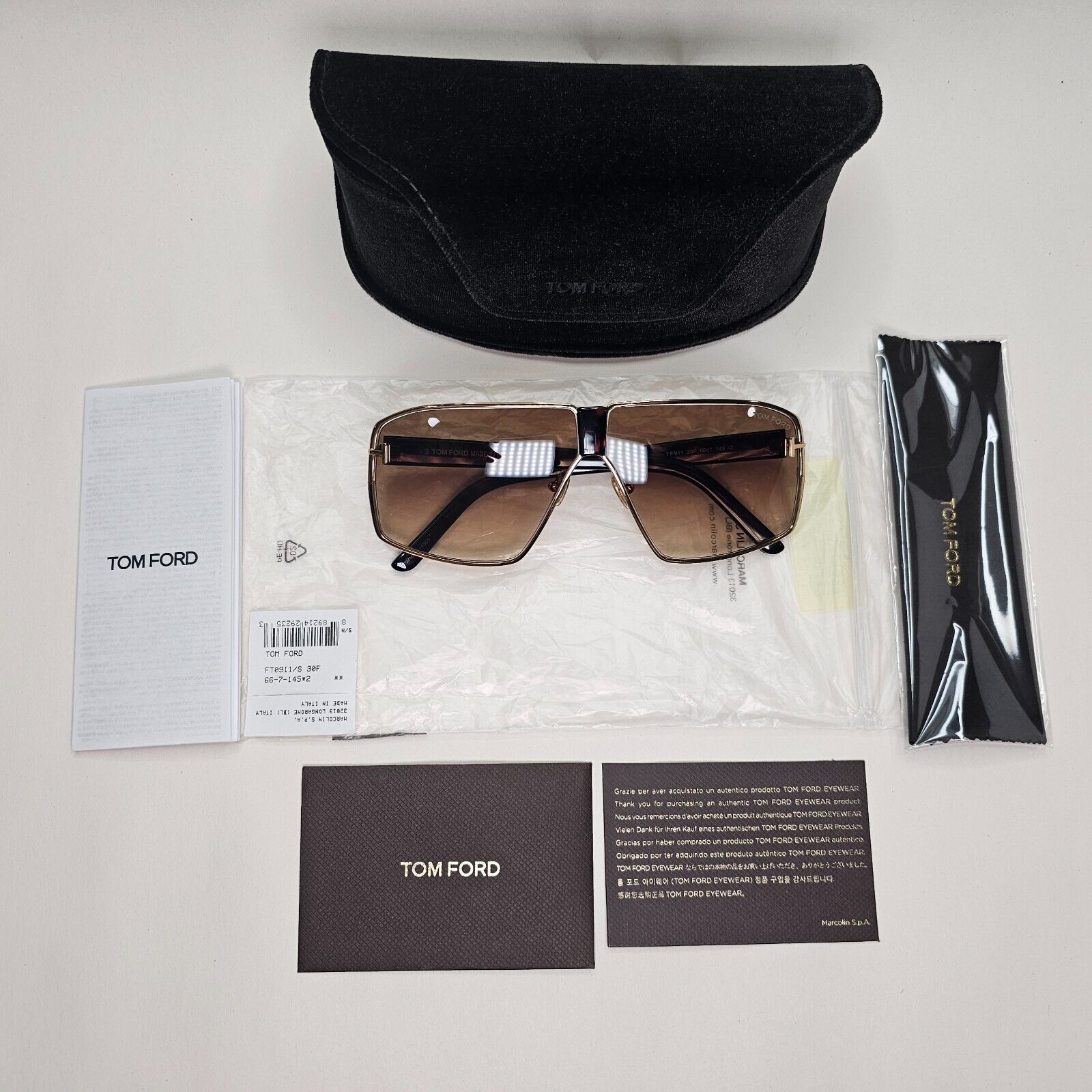 Tom Ford Sunglasses Reno Brown Gold Tortoise Square FT0911 TF 911 30F 66mm
