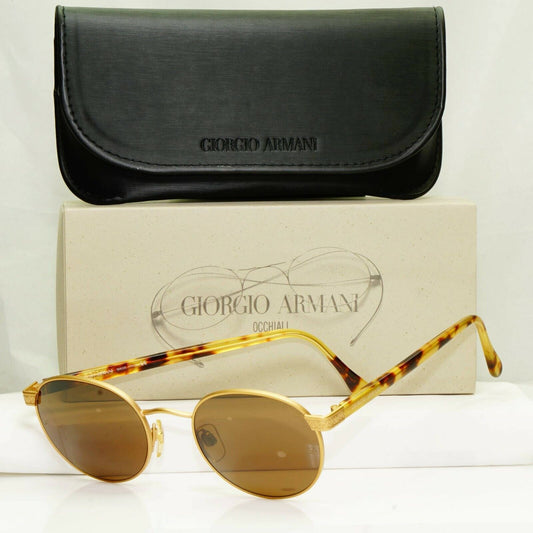 Giorgio Armani 1997 Vintage Gold Retro Sunglasses Round Men Women 50mm 643 927