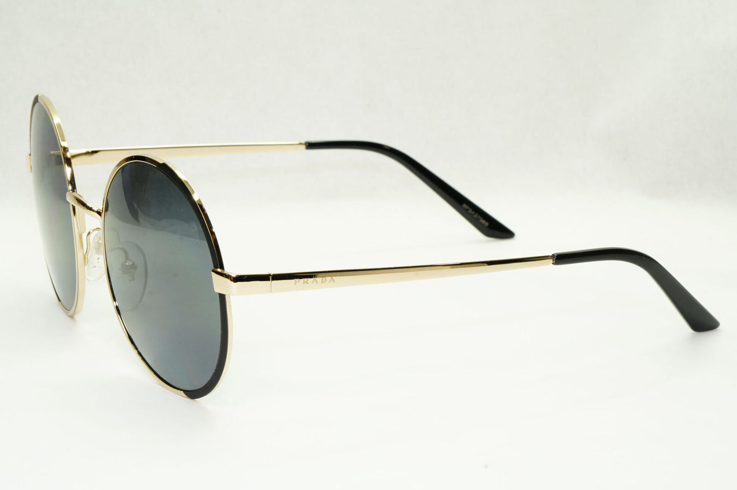 Prada Sunglasses Polarized Black Gold Grey Round Metal PR59XS SPR 59X QE3-5Z1