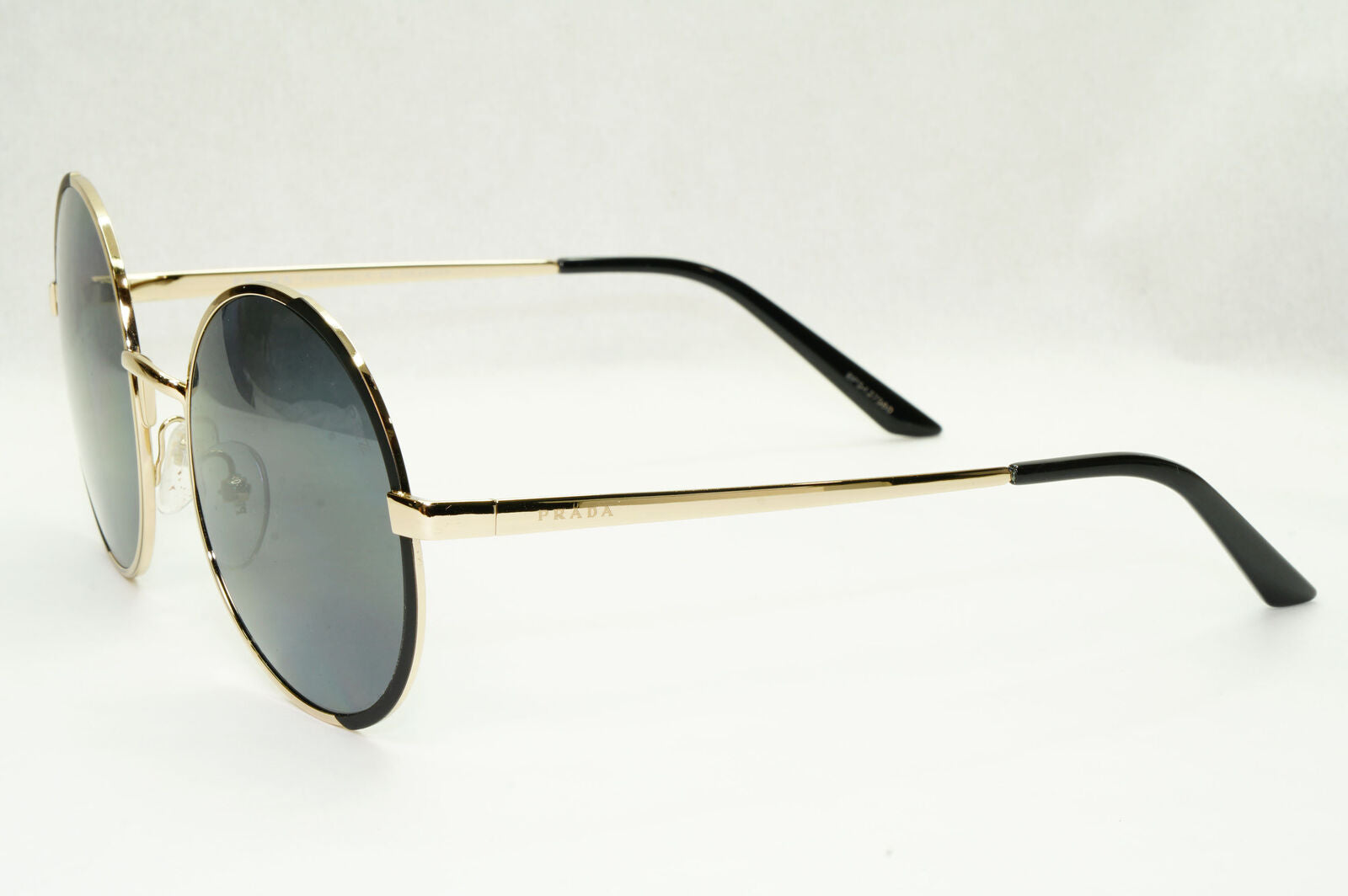 Prada Sunglasses Polarized Black Gold Grey Round Metal PR59XS SPR 59X QE3-5Z1
