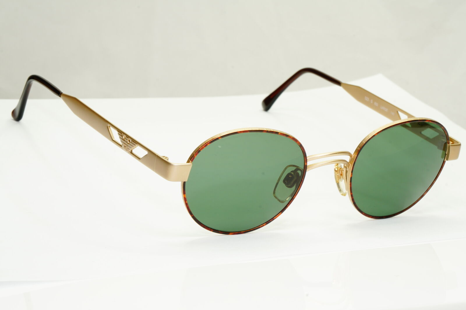 Emporio Armani Sunglasses 1997 Vintage Gold Round Green Eagle Metal 023-S 833 L
