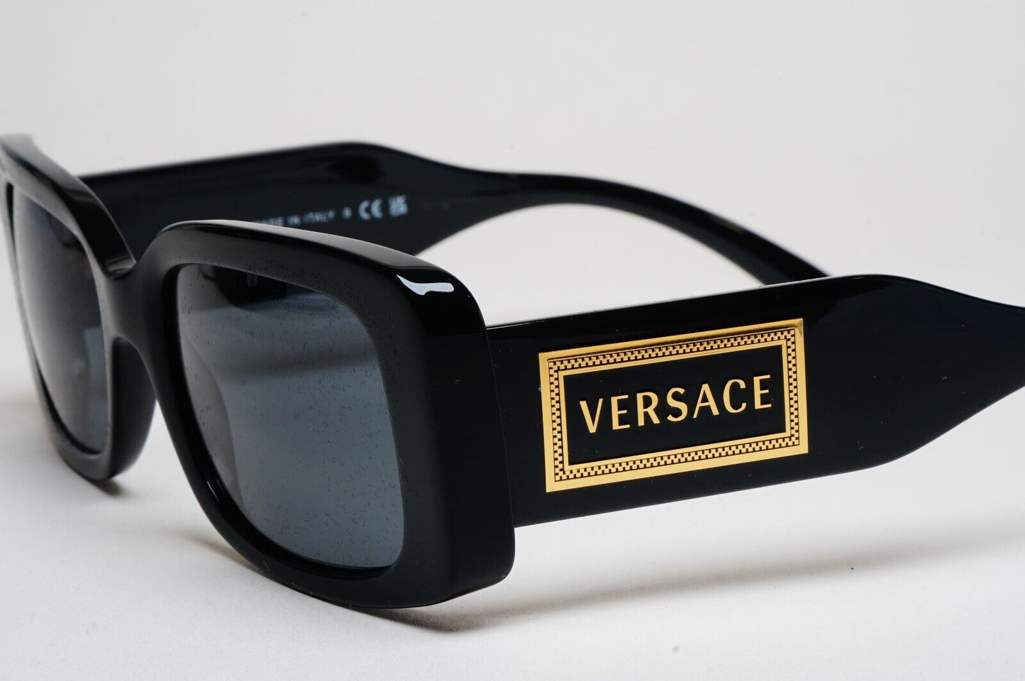 Versace Sunglasses Black Gold Square Dark Grey MOD VE 4377 GB1/87 52mm