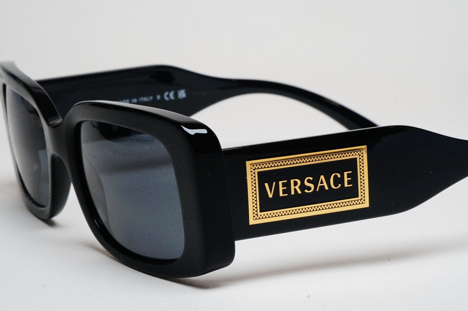 Versace Sunglasses Black Gold Square Dark Grey MOD VE 4377 GB1/87 52mm