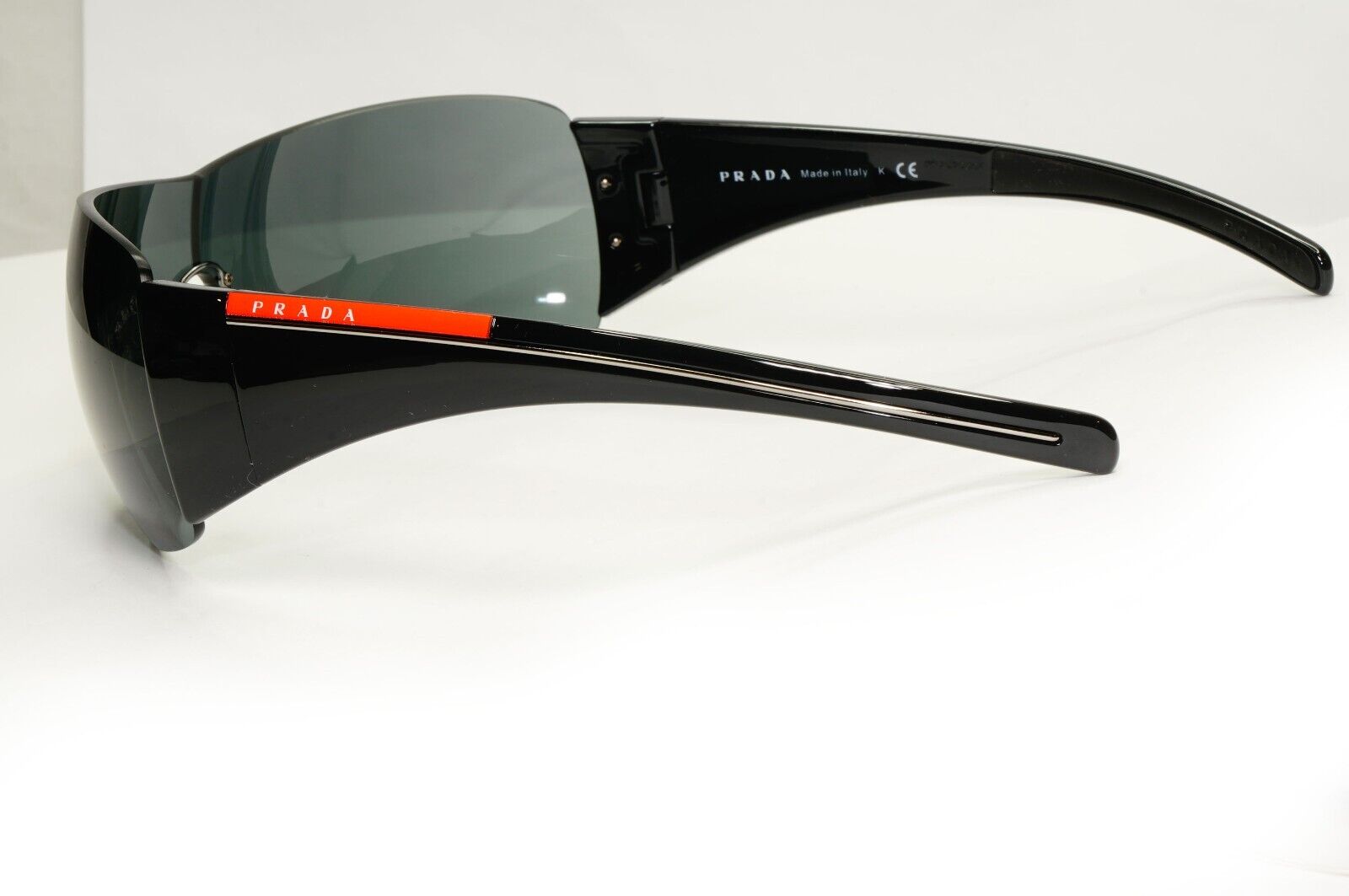 Prada Black Sunglasses Shield Visor Glossy Wrap Sport PS02LS SPS 02L 1AB-1A1
