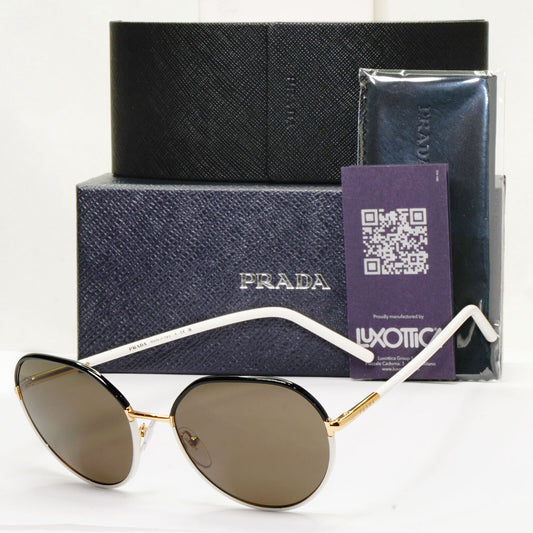 Prada Sunglasses Brown Gold Black White Round PR65XS SPR 65X YC4-5G1
