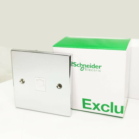 Schneider RJ45 CAT5 Internet Socket Silver Polished Chrome Data CAT5e GEP7571WPC