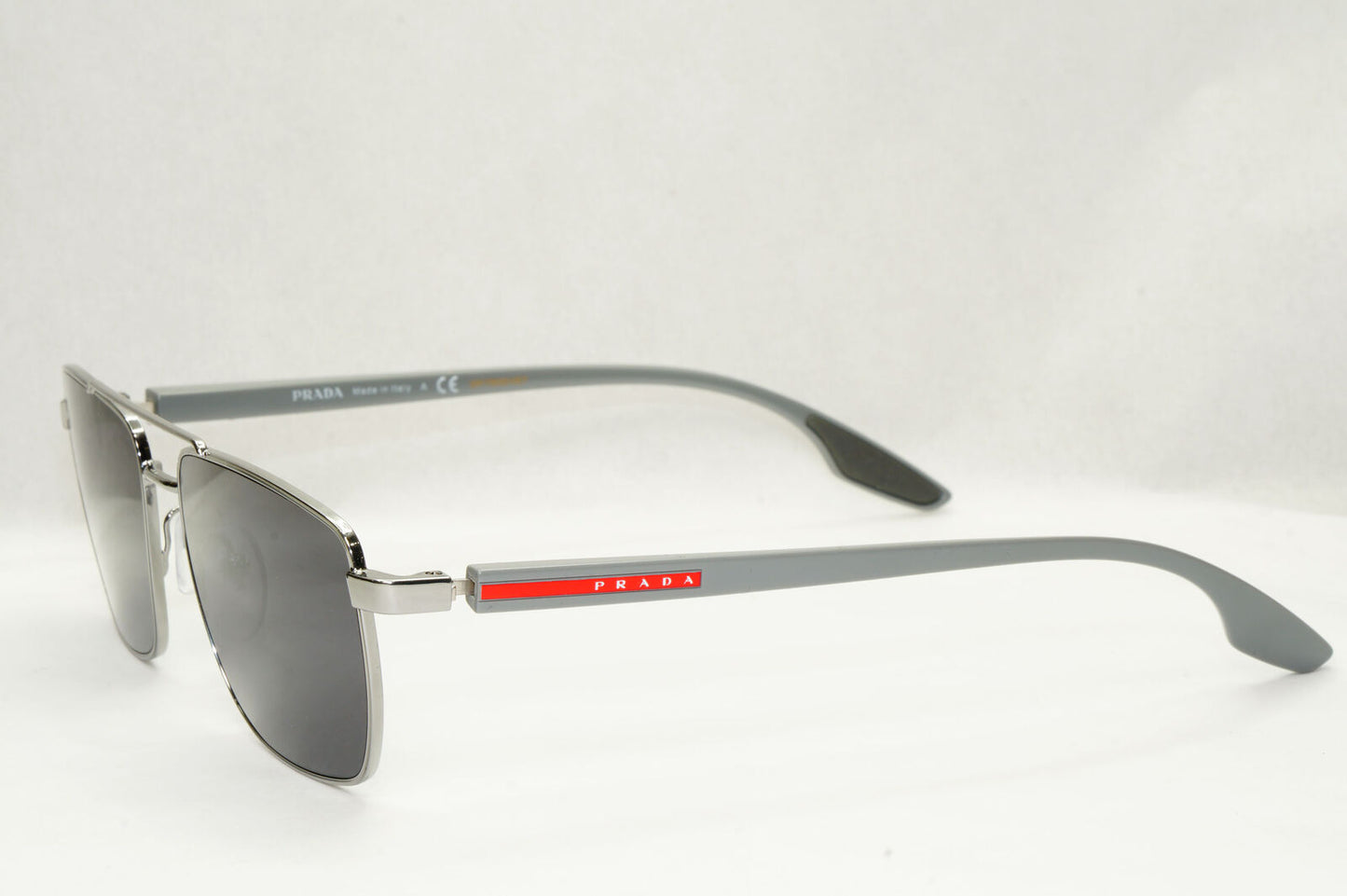 Prada Sunglasses Black Grey Gunmetal Square Navigator PS53MV VPS 53M 5AV1O1 55mm