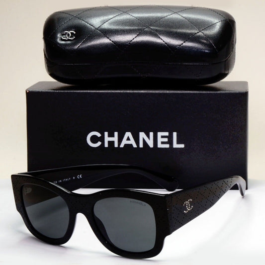 Chanel Sunglasses Black Diamante Rhinestone Square Large 5421-B c.501/S4 53mm