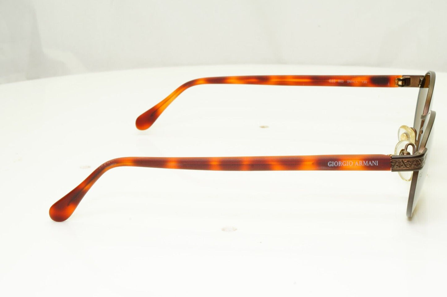 Giorgio Armani 1997 Vintage Sunglasses Oval Metal Brown Tortoise 633 883 49mm