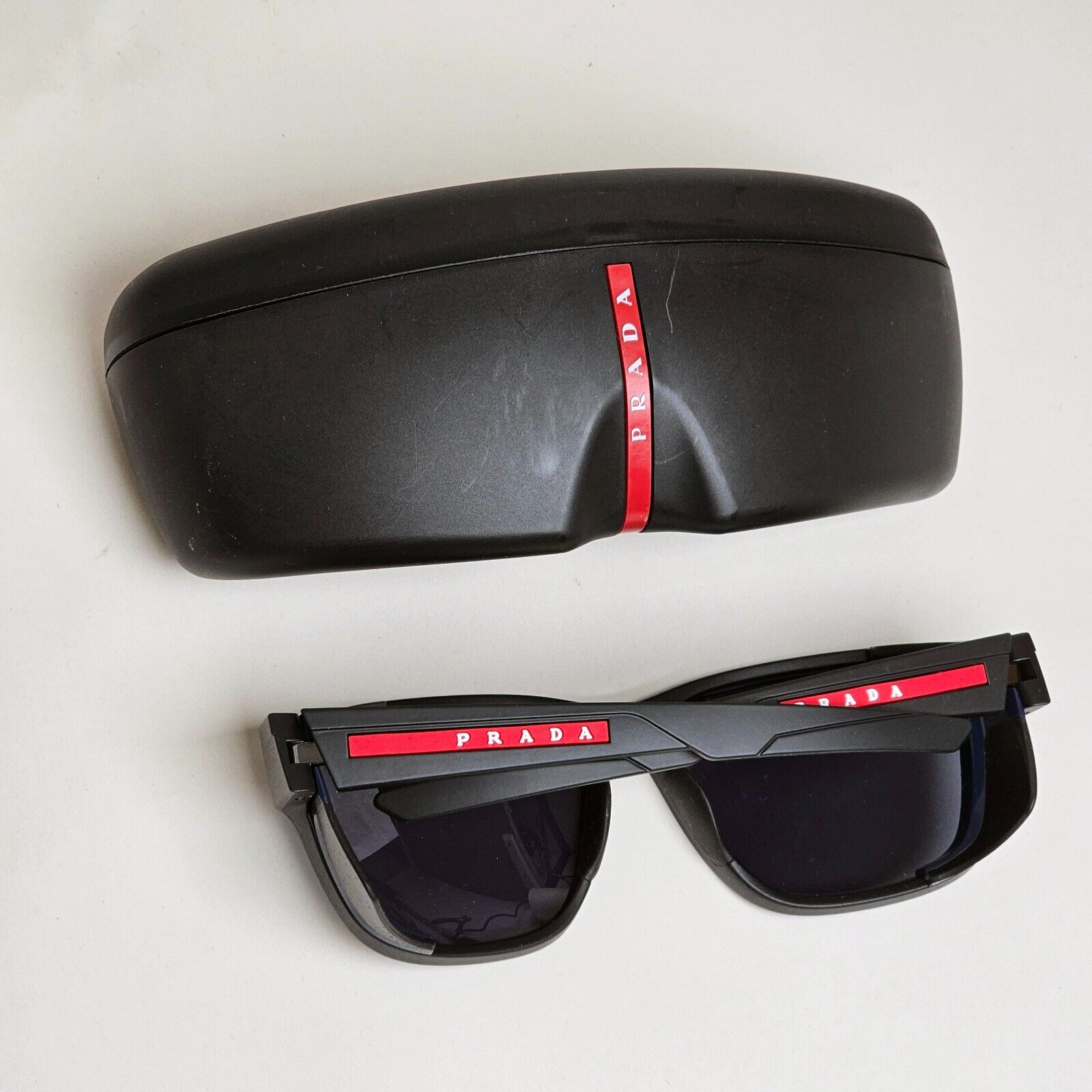 Prada Sunglasses Black Blue Wrap Side Shields PS07WS SPS 07W DG0-09R 100125