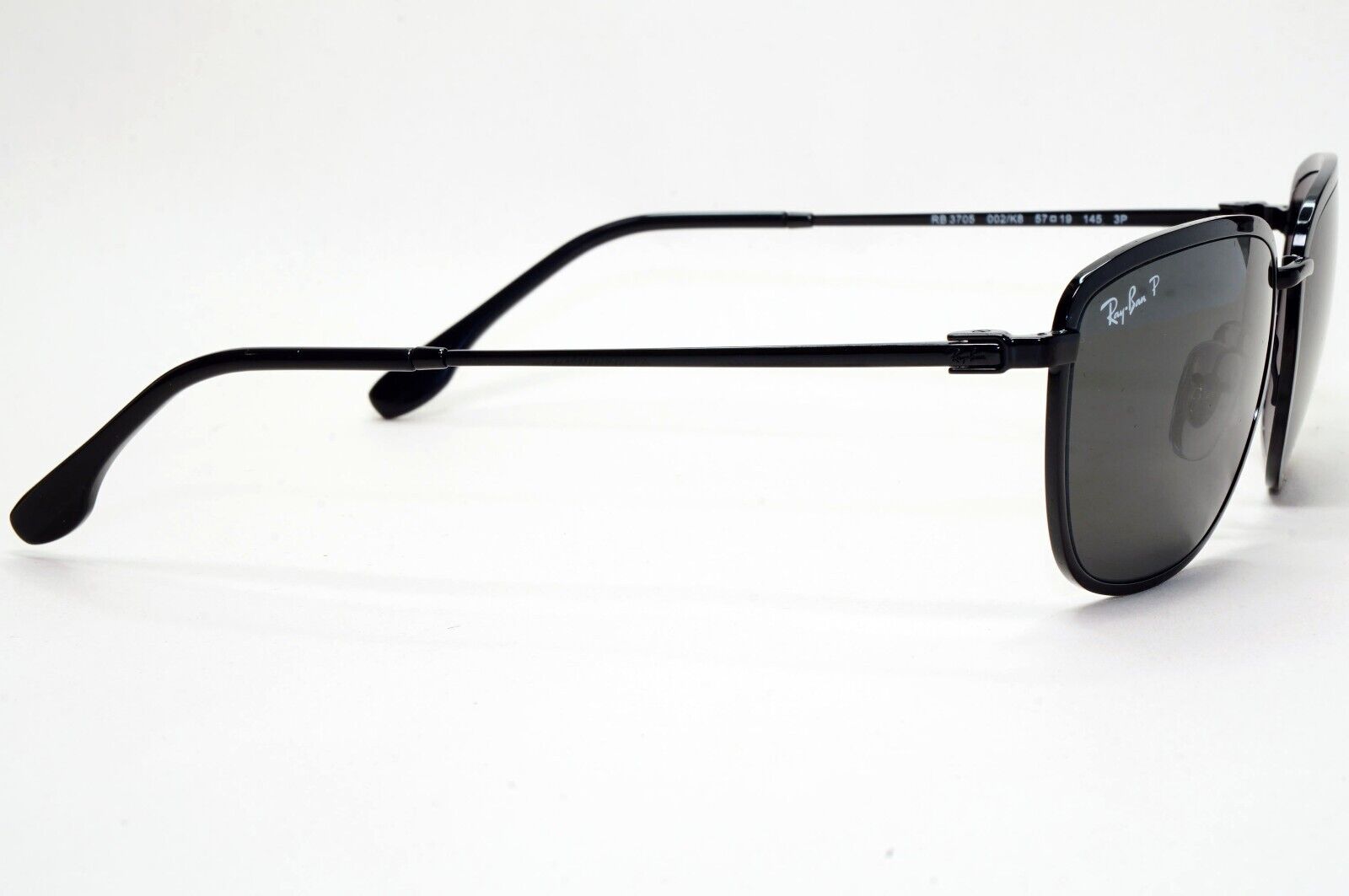 Ray-Ban Sunglasses Polarized Chromance Black Metal Wrap RB 3705 002/K8 57mm