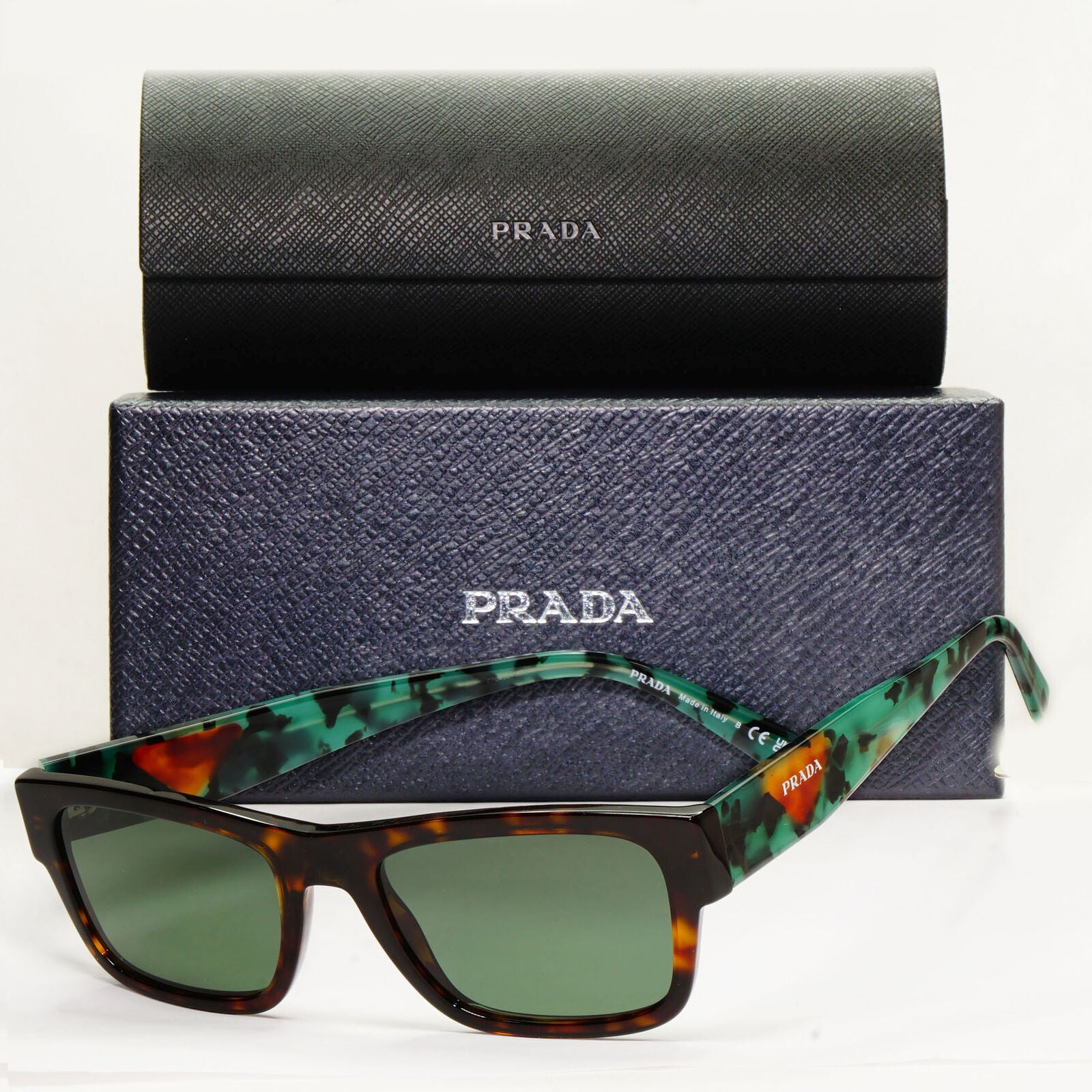 Prada Sunglasses Green Lens Brown Havana Tortoise PR15YV VPR 15Y 23B-1O1 52mm