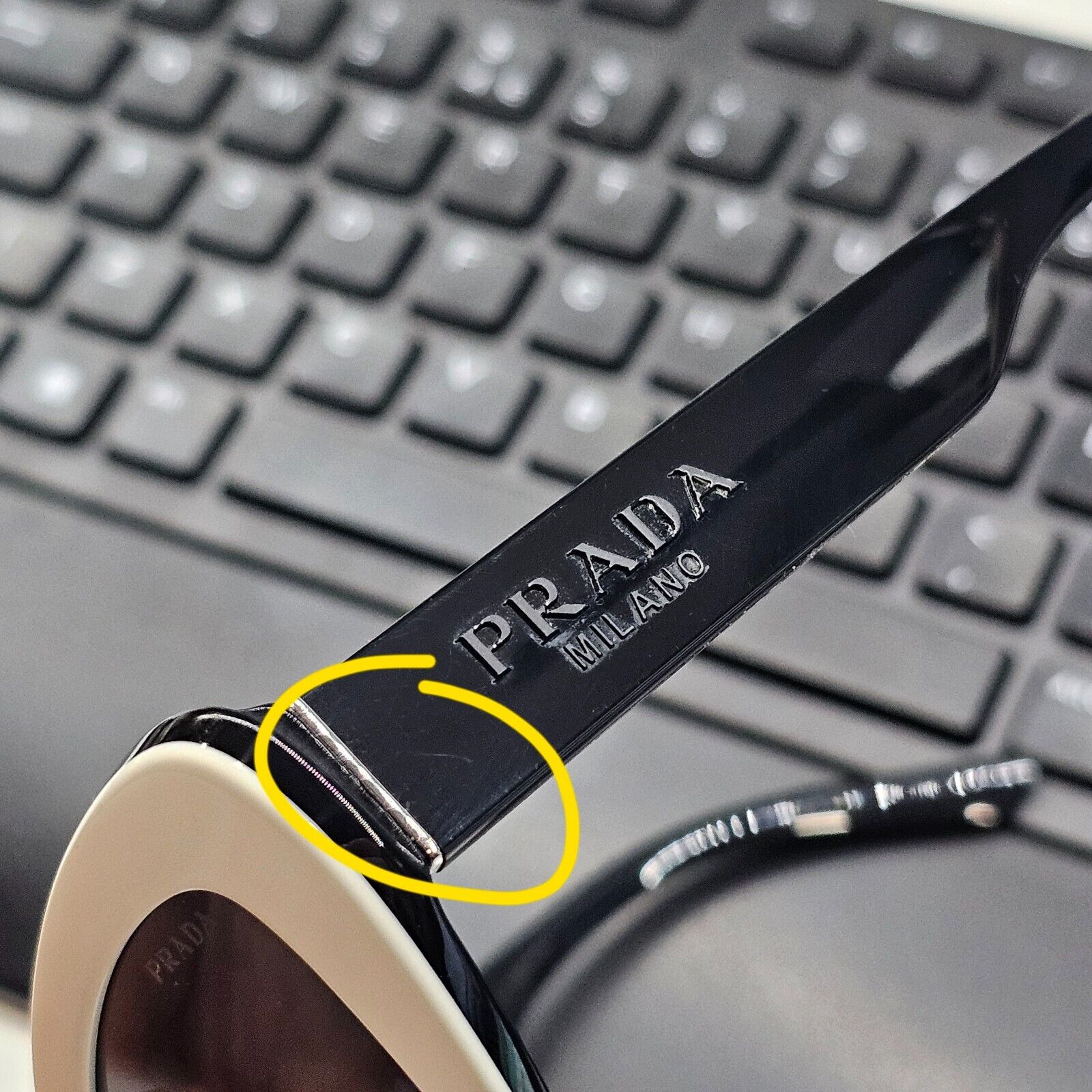 Prada Sunglasses White Black Cat Eye Milano Designer PR13YS SPR 13Y 10A-5S0 [a]