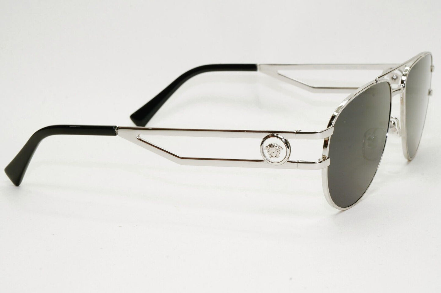 Versace Sunglasses Silver Medusa Metal Pilot Unisex MOD VE 1269 1000 55mm