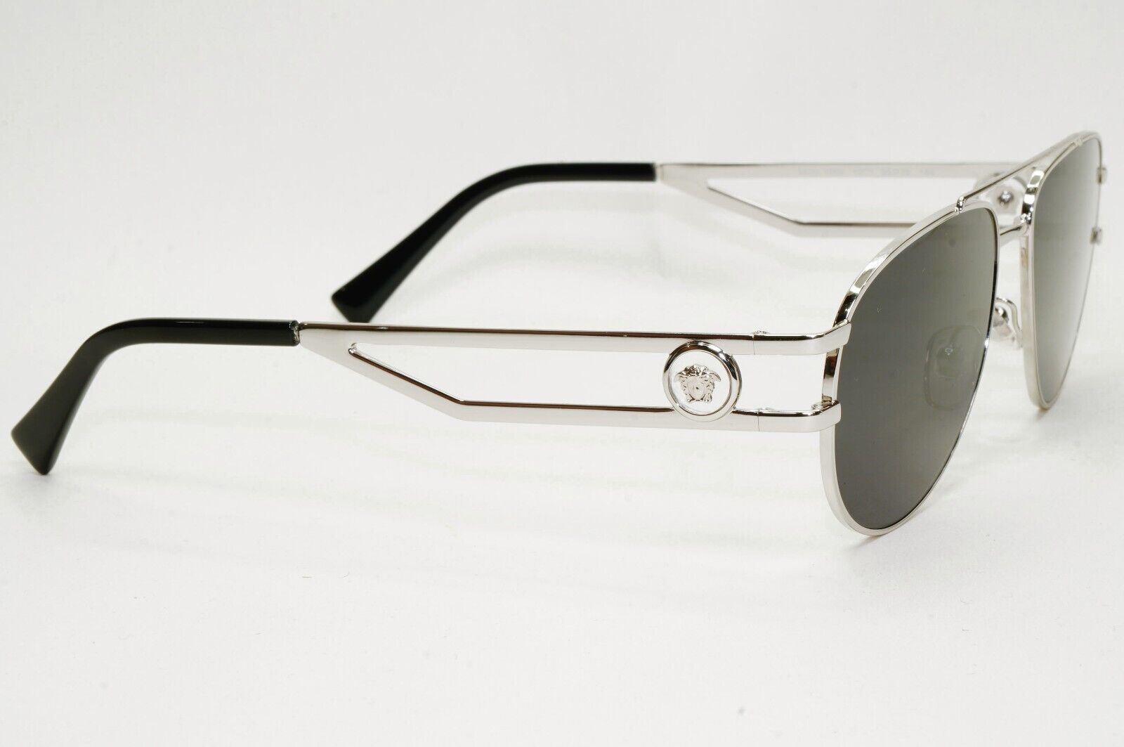 Versace Sunglasses Silver Medusa Metal Pilot Unisex MOD VE 1269 1000 55mm