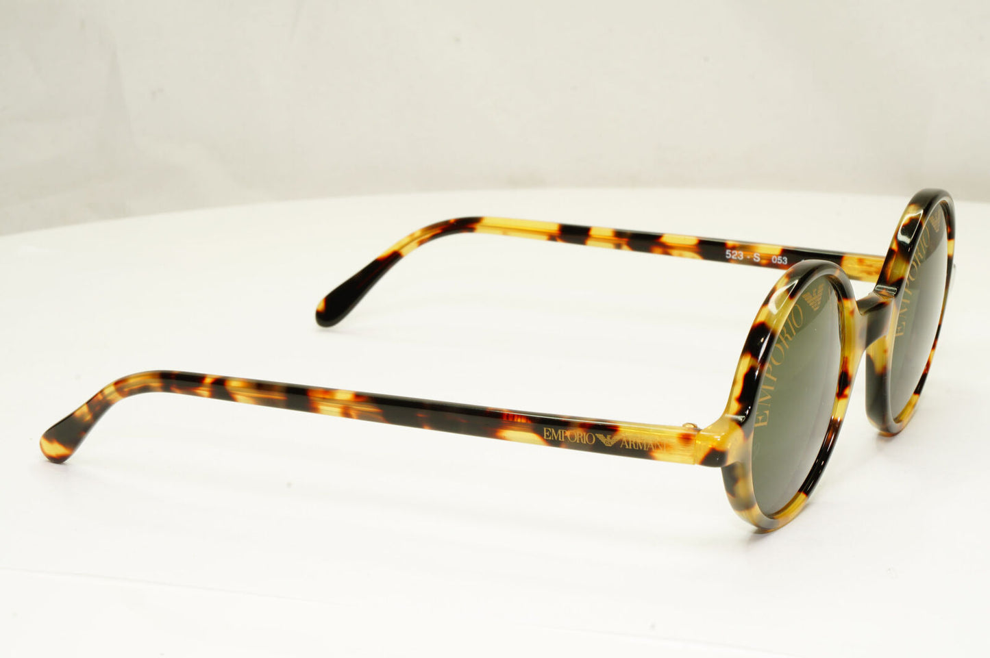 Emporio Armani 1997 Vintage Sunglasses Round Lens Logo Print Brown 523-S 053