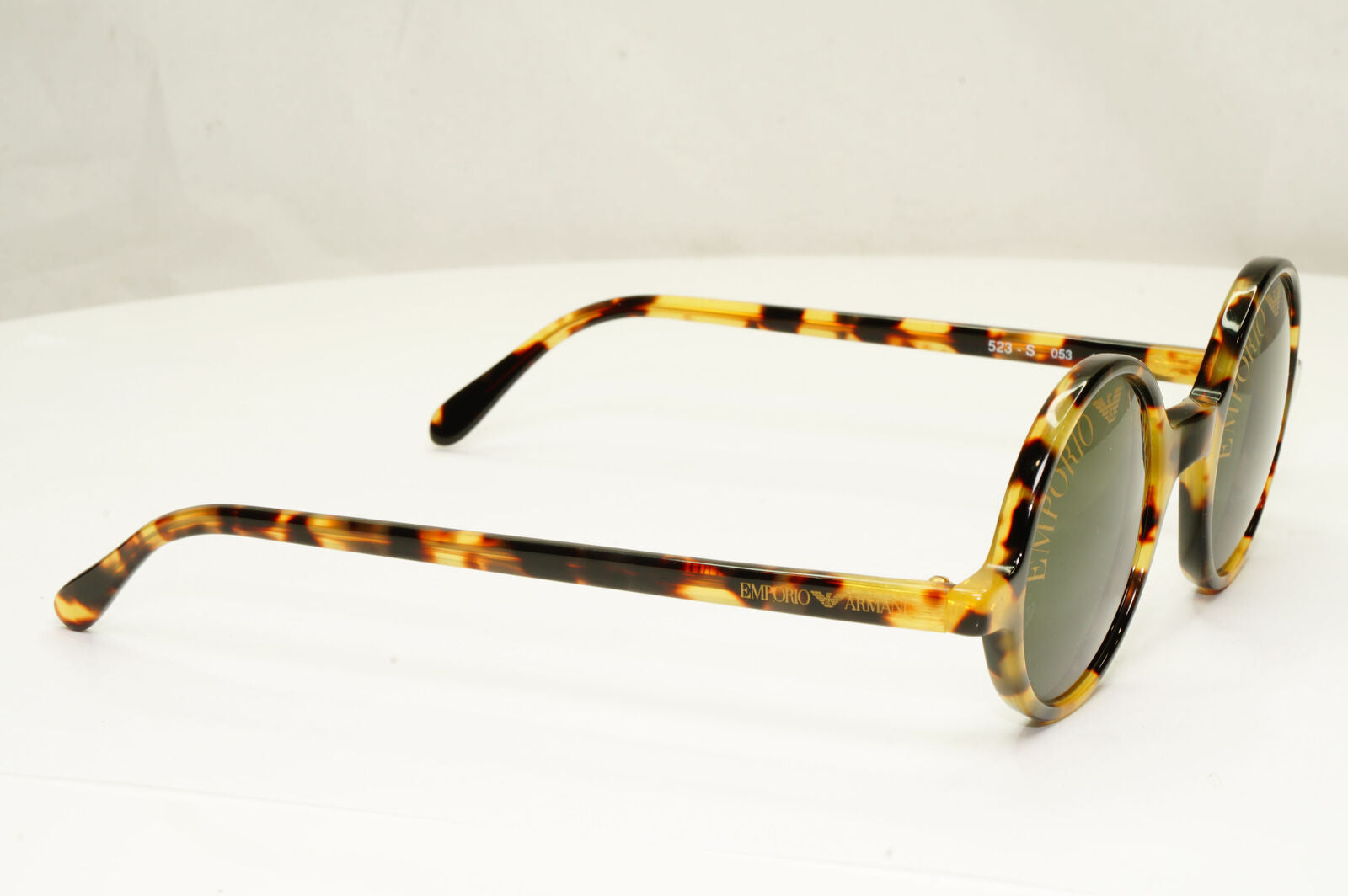 Emporio Armani 1997 Vintage Sunglasses Round Lens Logo Print Brown 523-S 053