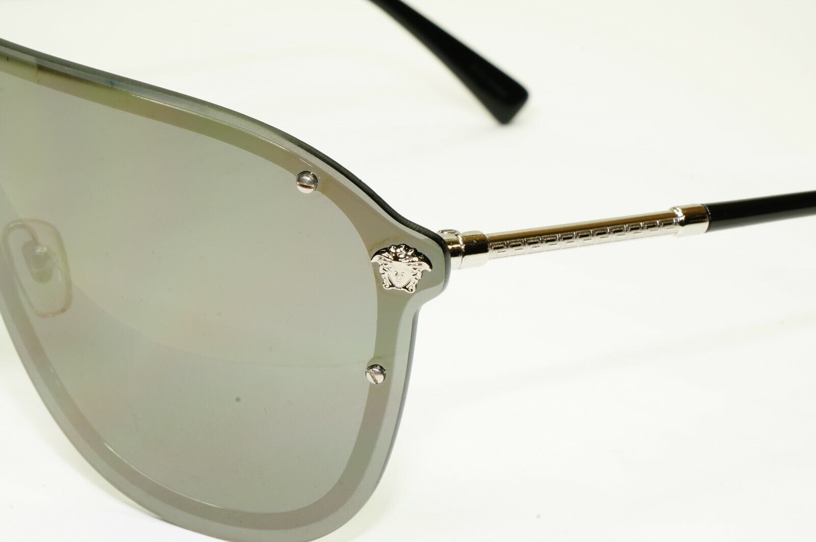 Versace Sunglasses Shield Visor Mask Gold Mirror Silver Unisex MOD 2180 1000/5A