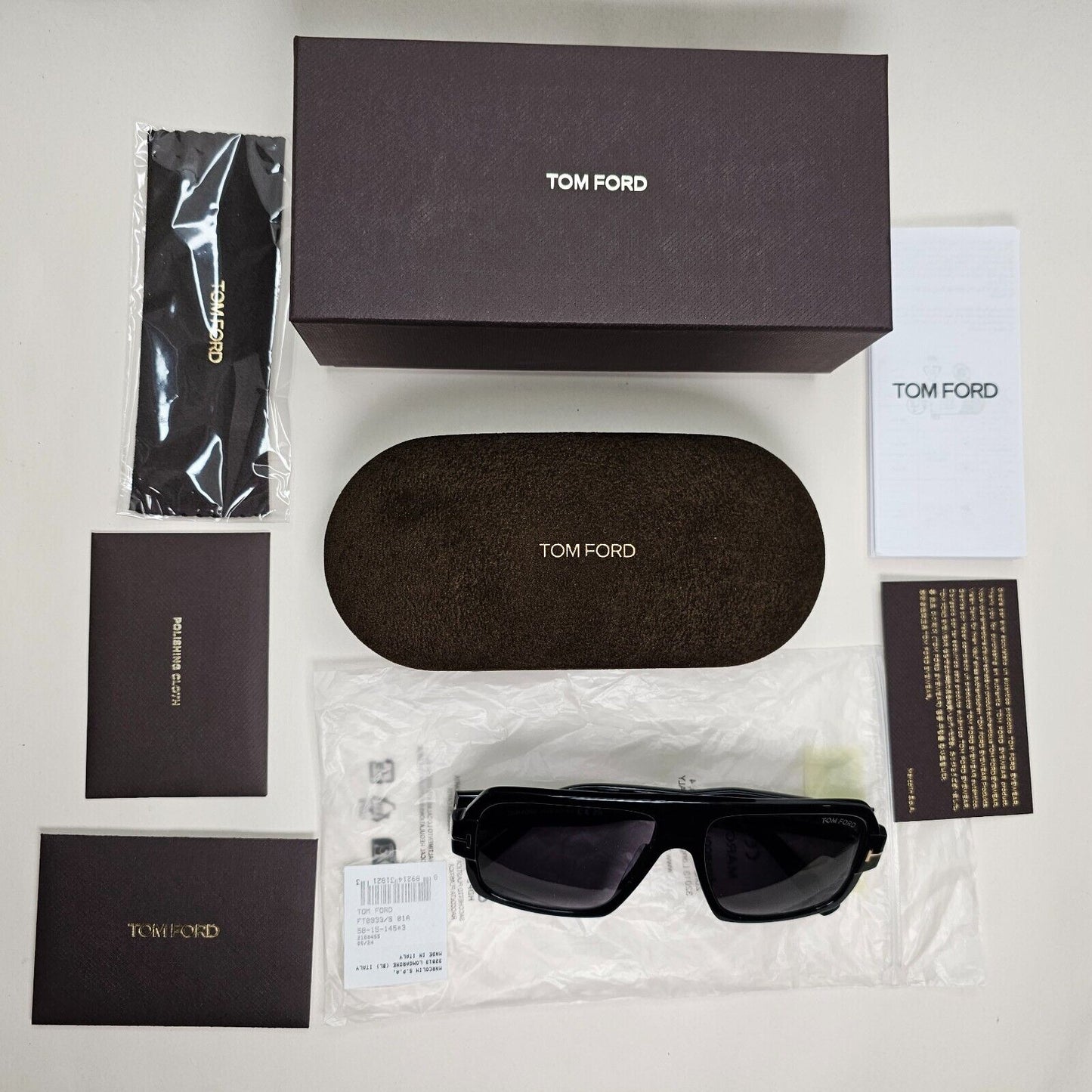 Tom Ford Sunglasses Camden Black Glossy Square Navigator TF 933 FT0933 01A 58mm