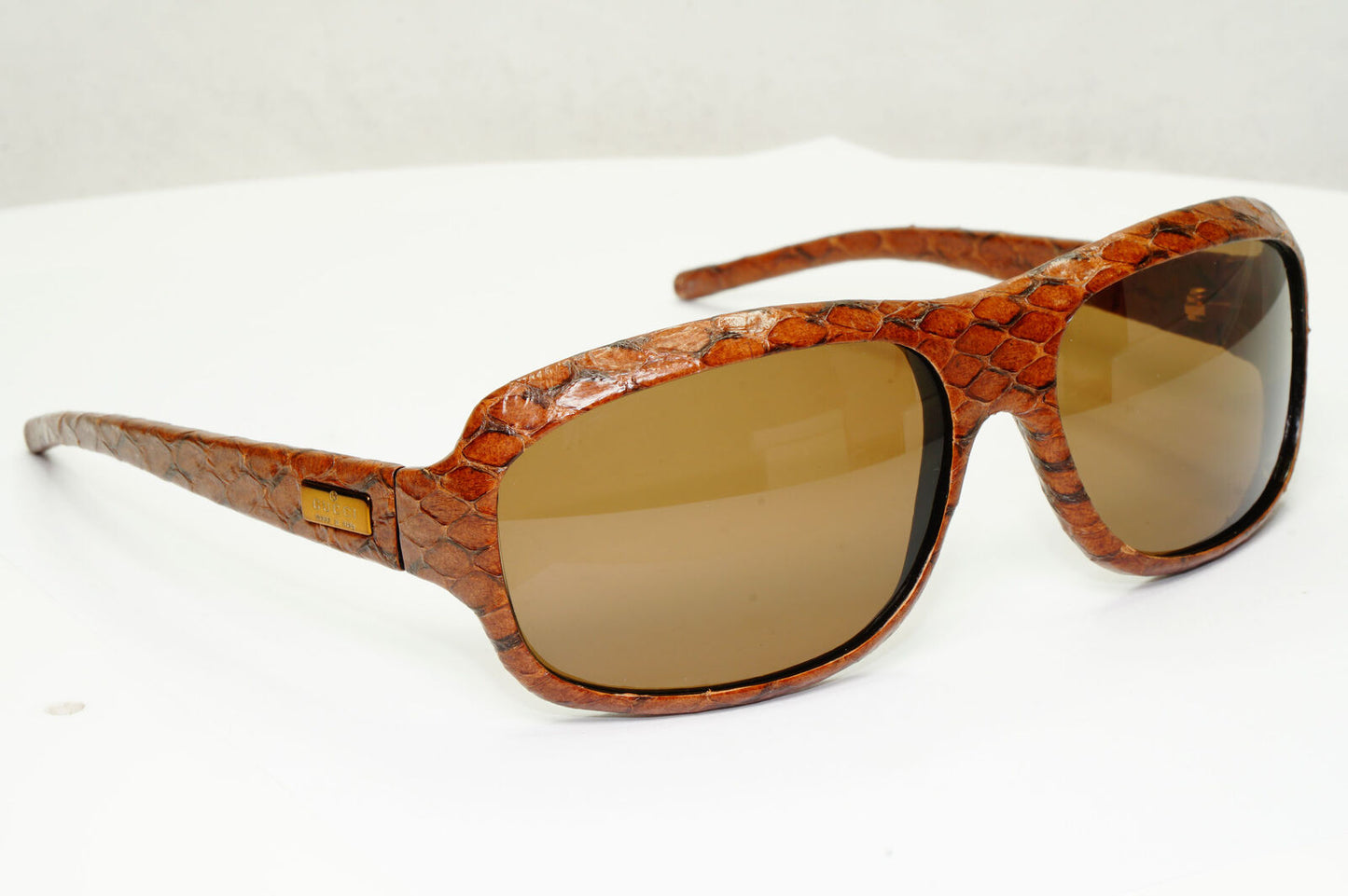 Gucci Snake Leather Sunglasses 1998 Vintage Brown Exotic GG 1449/S 3H2 290323