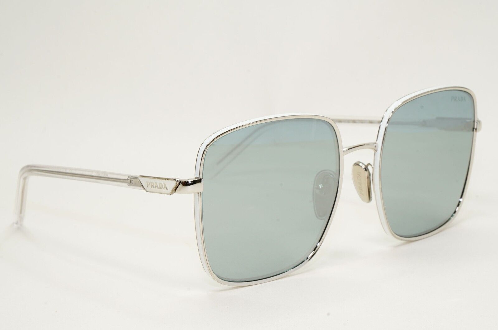 Prada Sunglasses Silver Mirror Large Square Oversized PR55YS SPR 55Y 1BC-02R