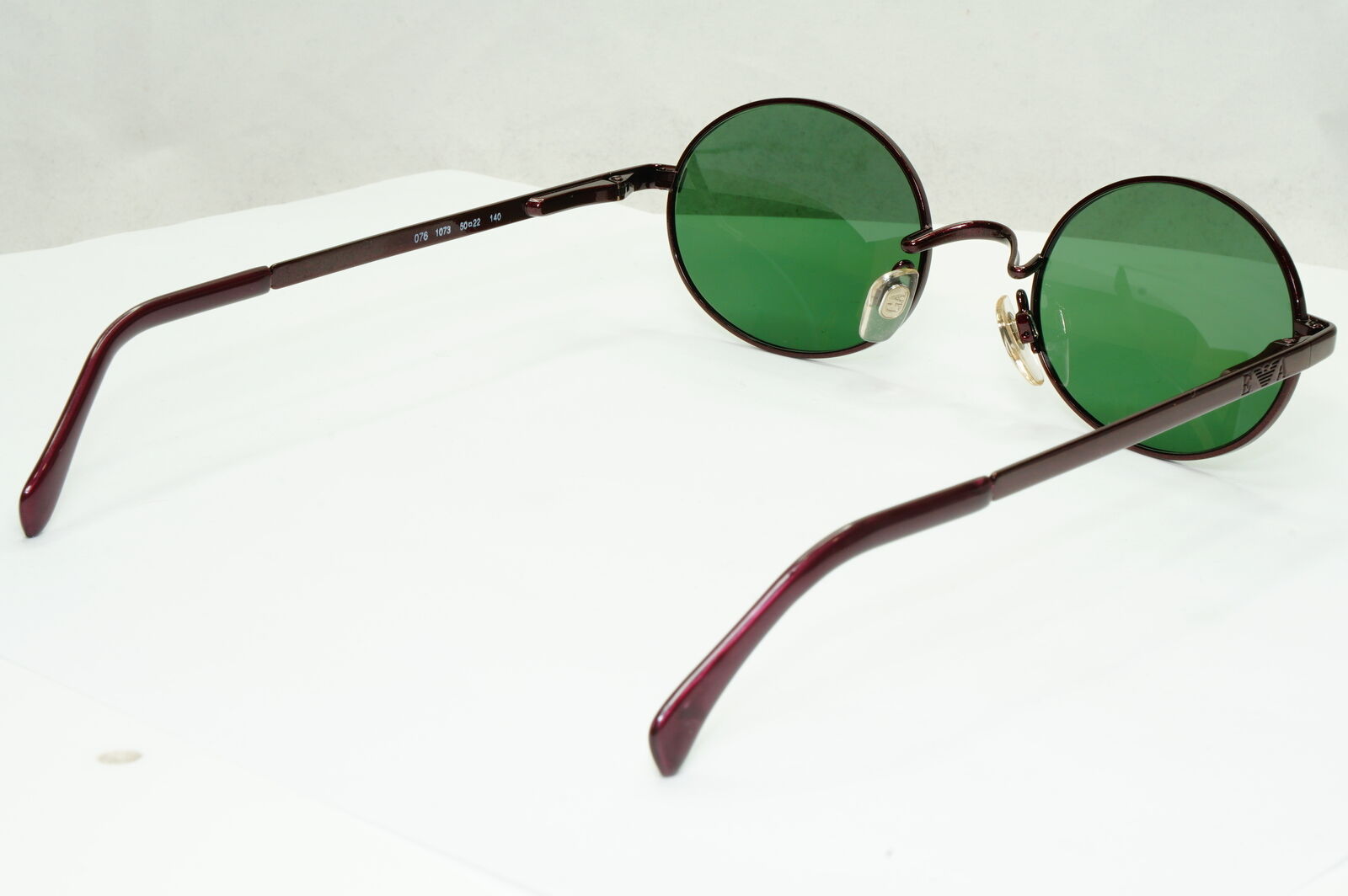 Emporio Armani Sunglasses 1997 Vintage Oval Red Burgundy Metallic 076-S 1073