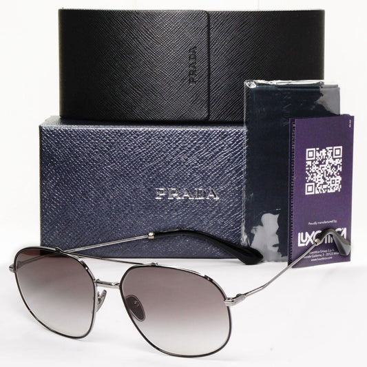 Prada Sunglasses Black Gunmetal Grey Gradient Metal Pilot PR51YS SPR 51Y M4Y-0A7