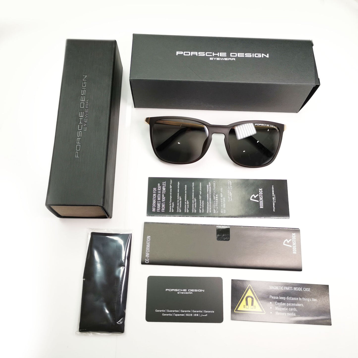 Porsche Design Titanium Polarised Sunglasses Japan Gold Grey Brown P8673 B