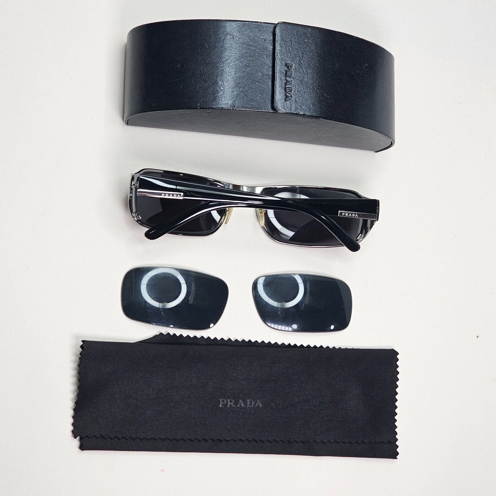 Prada Sunglasses 2006 Gunmetal Black Rectangle PR52FS SPR 52F 5AV-1A1 081024
