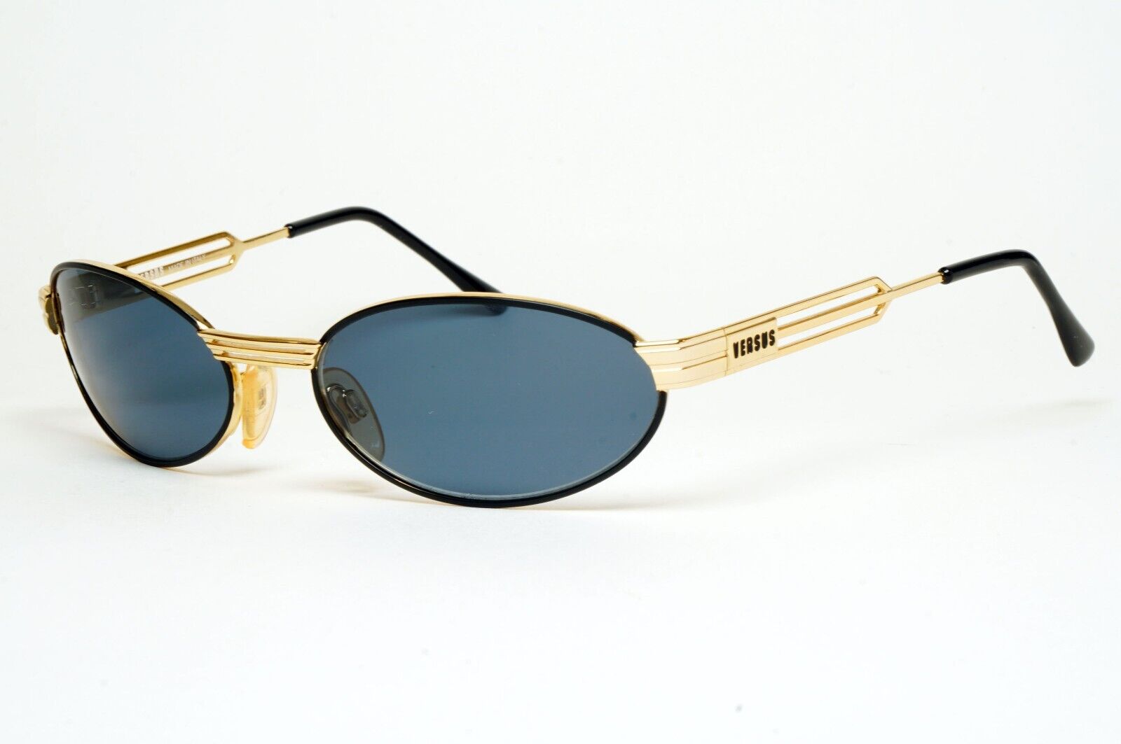 Versus Sunglasses 1996 by Gianni Versace Vintage Gold Oval Grey MOD F34 COL 09M