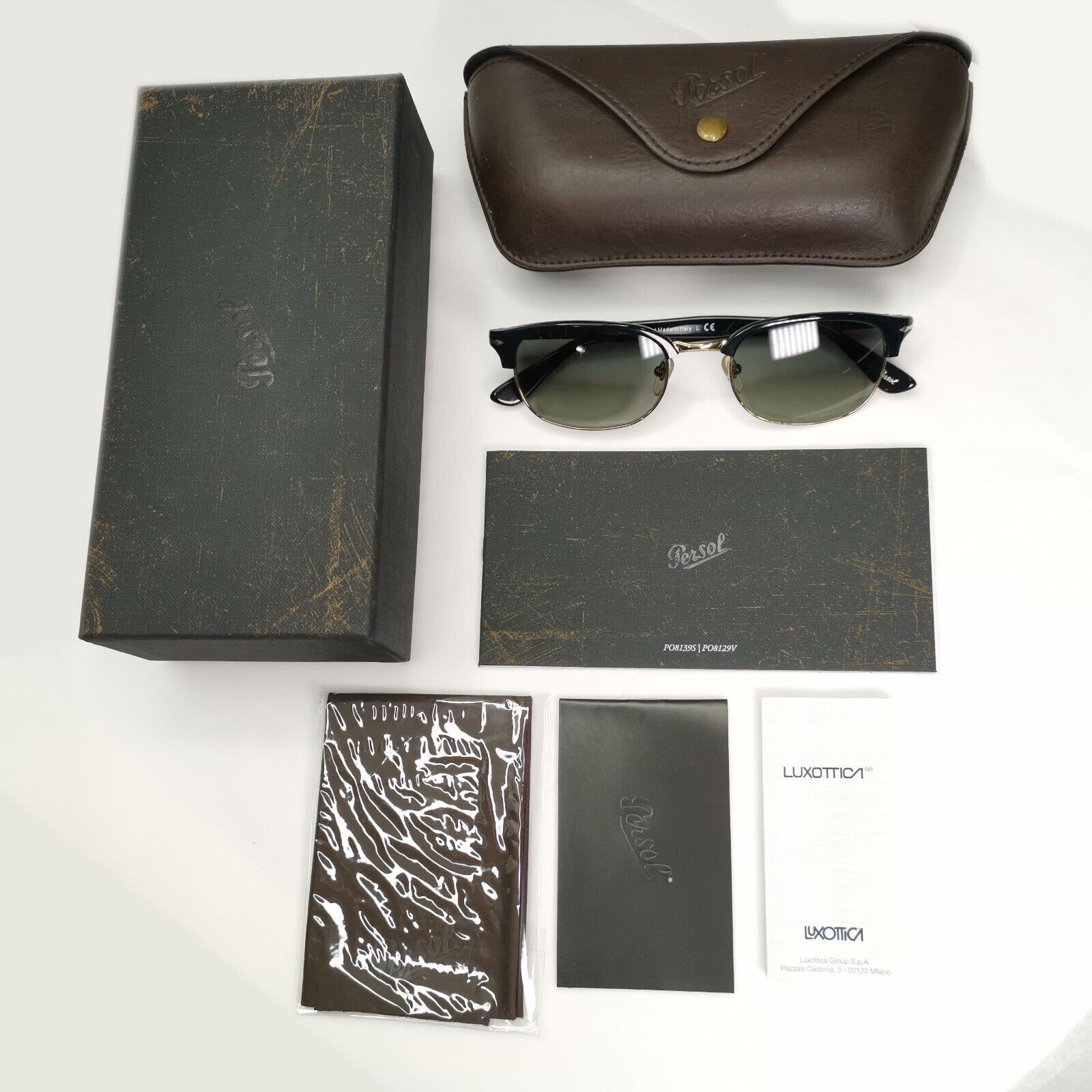 Persol Sunglasses 2015 Black Grey Gradient Rectangle Vintage 8139-S 95/71 52mm